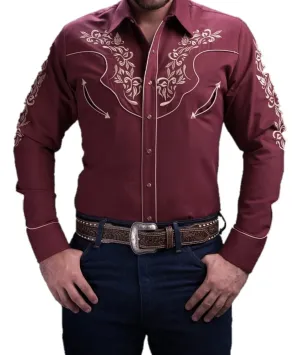 Rafael Amaya Men’s Ranger’s Wine Cowboy Shirt -051CA01