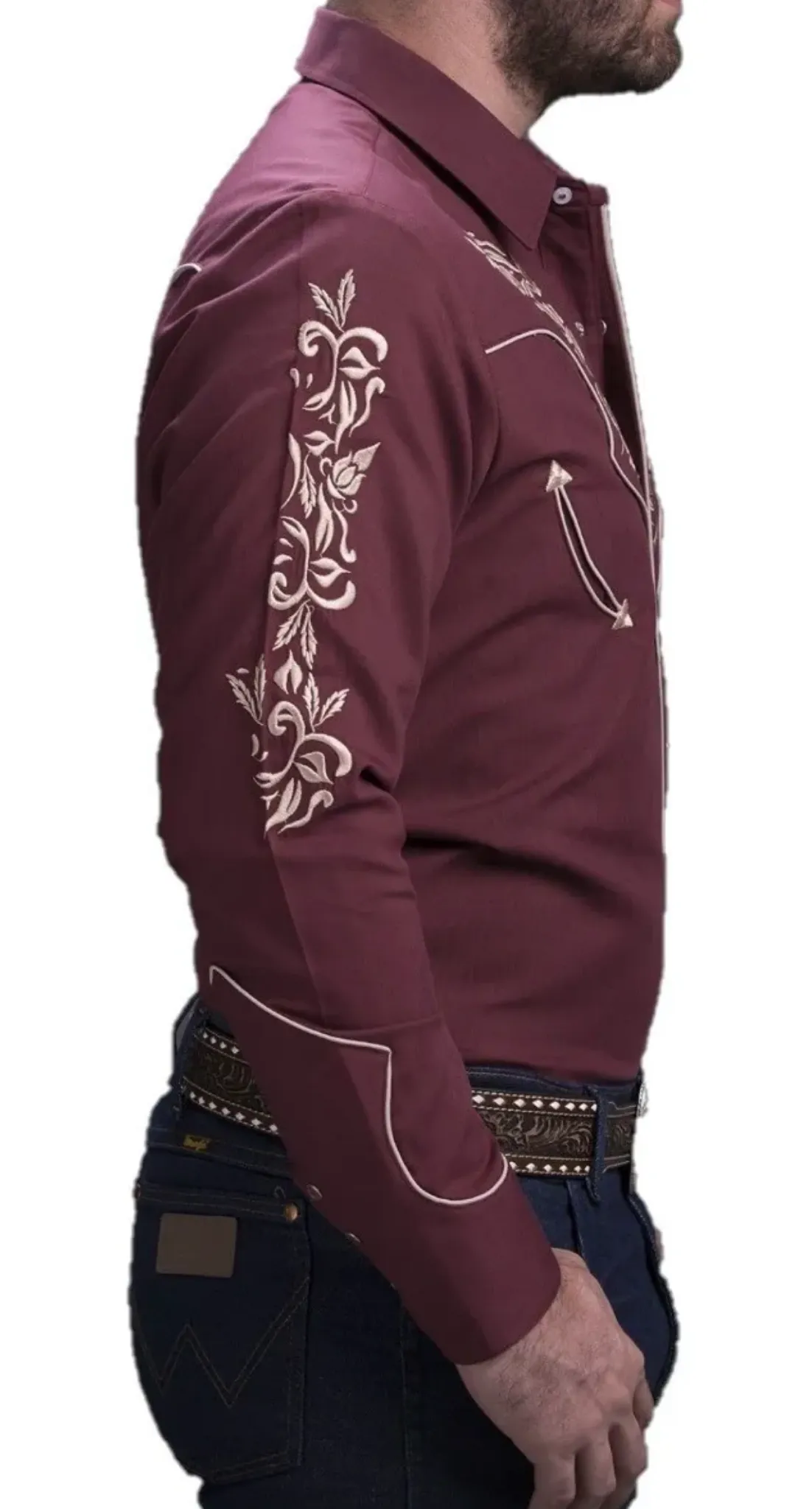 Rafael Amaya Men’s Ranger’s Wine Cowboy Shirt -051CA01