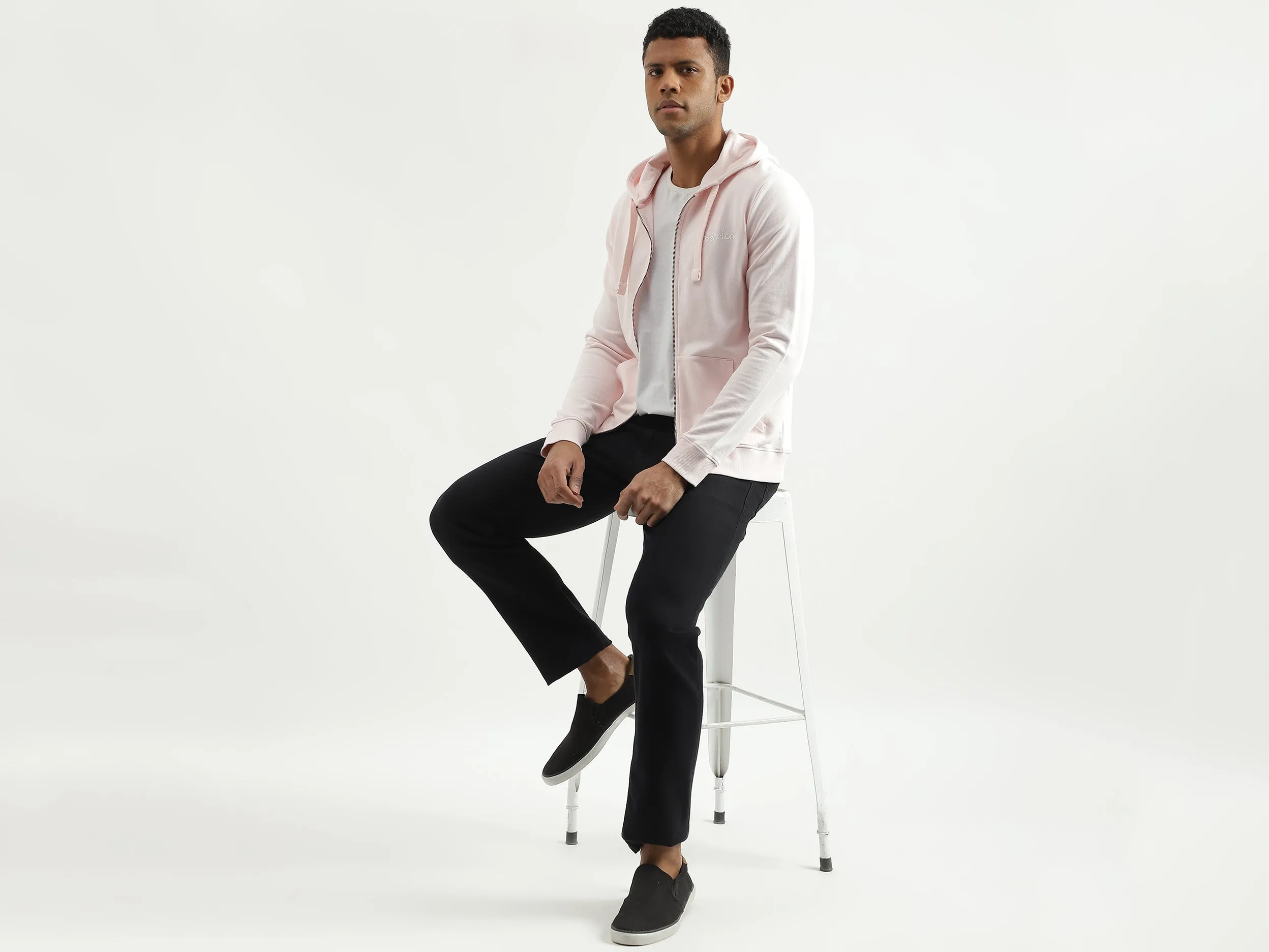 Regular Fit Hooded Solid Sweatshirt