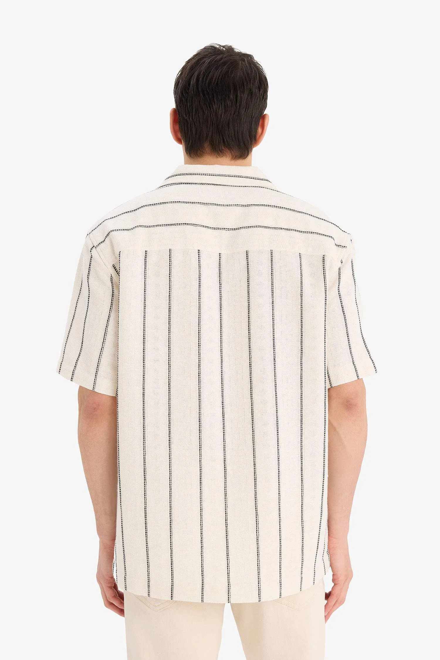 Regular Fit Open Collar Summer Striped Shirt