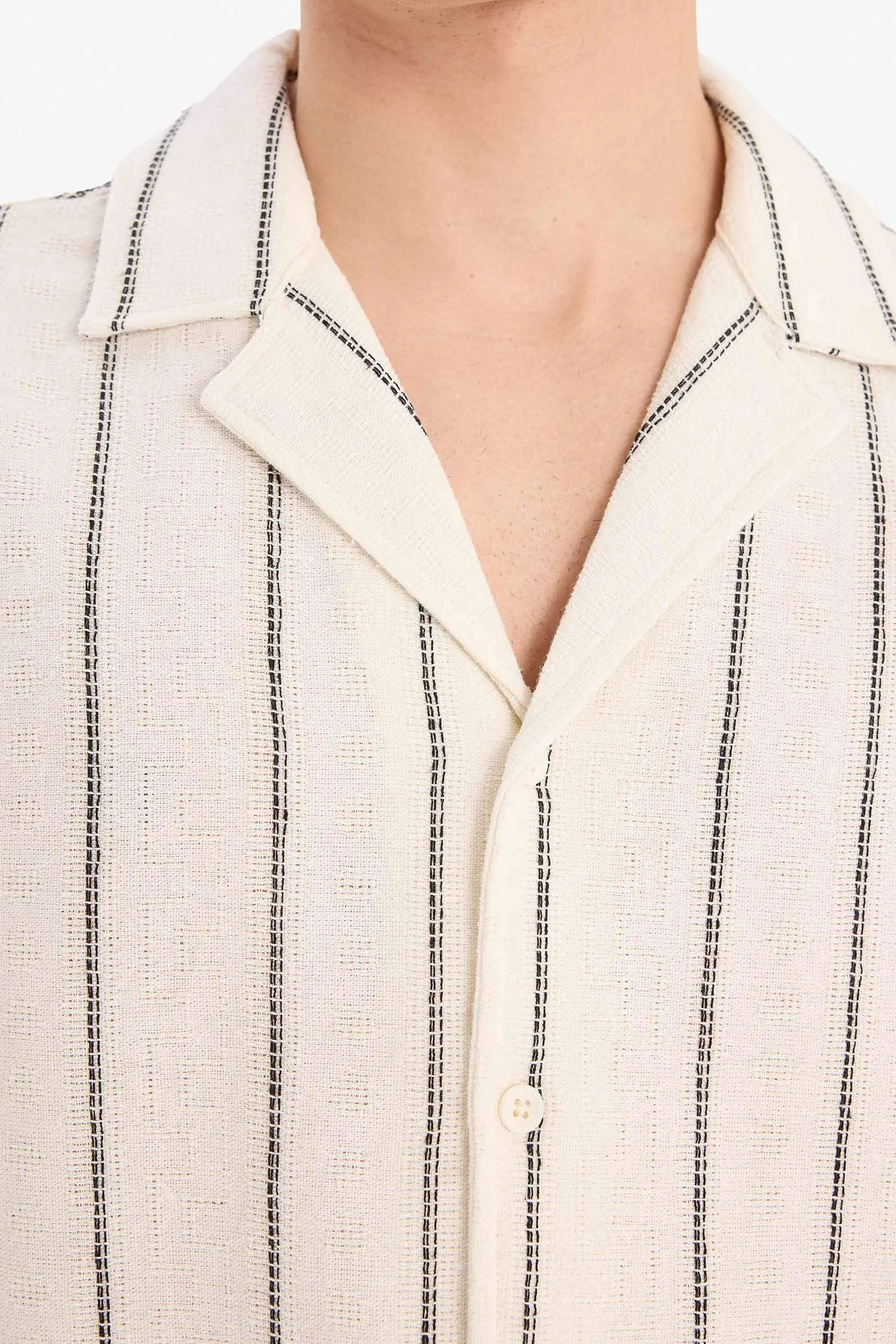 Regular Fit Open Collar Summer Striped Shirt