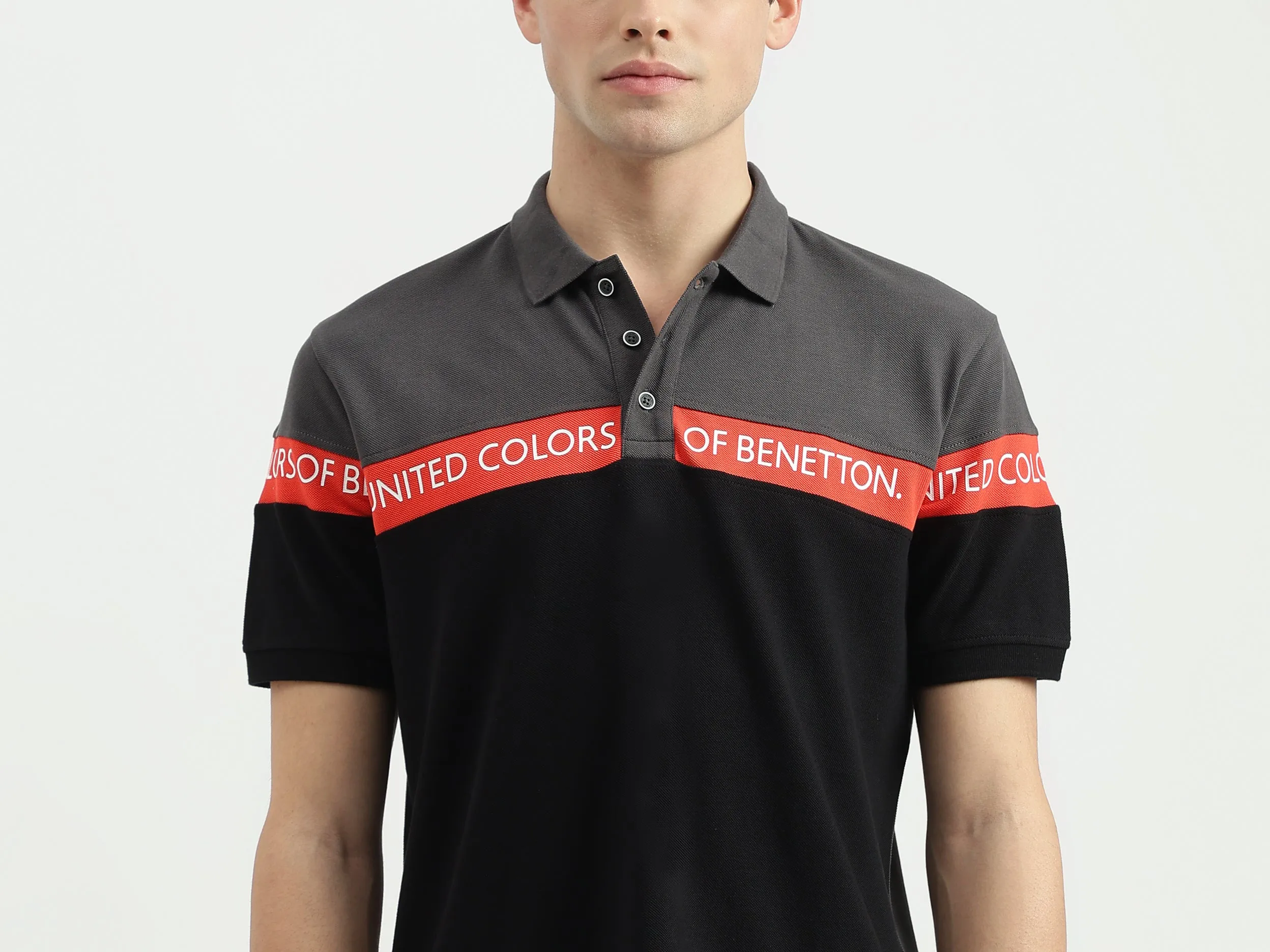 Regular Fit Polo Neck Colorblock T-Shirt