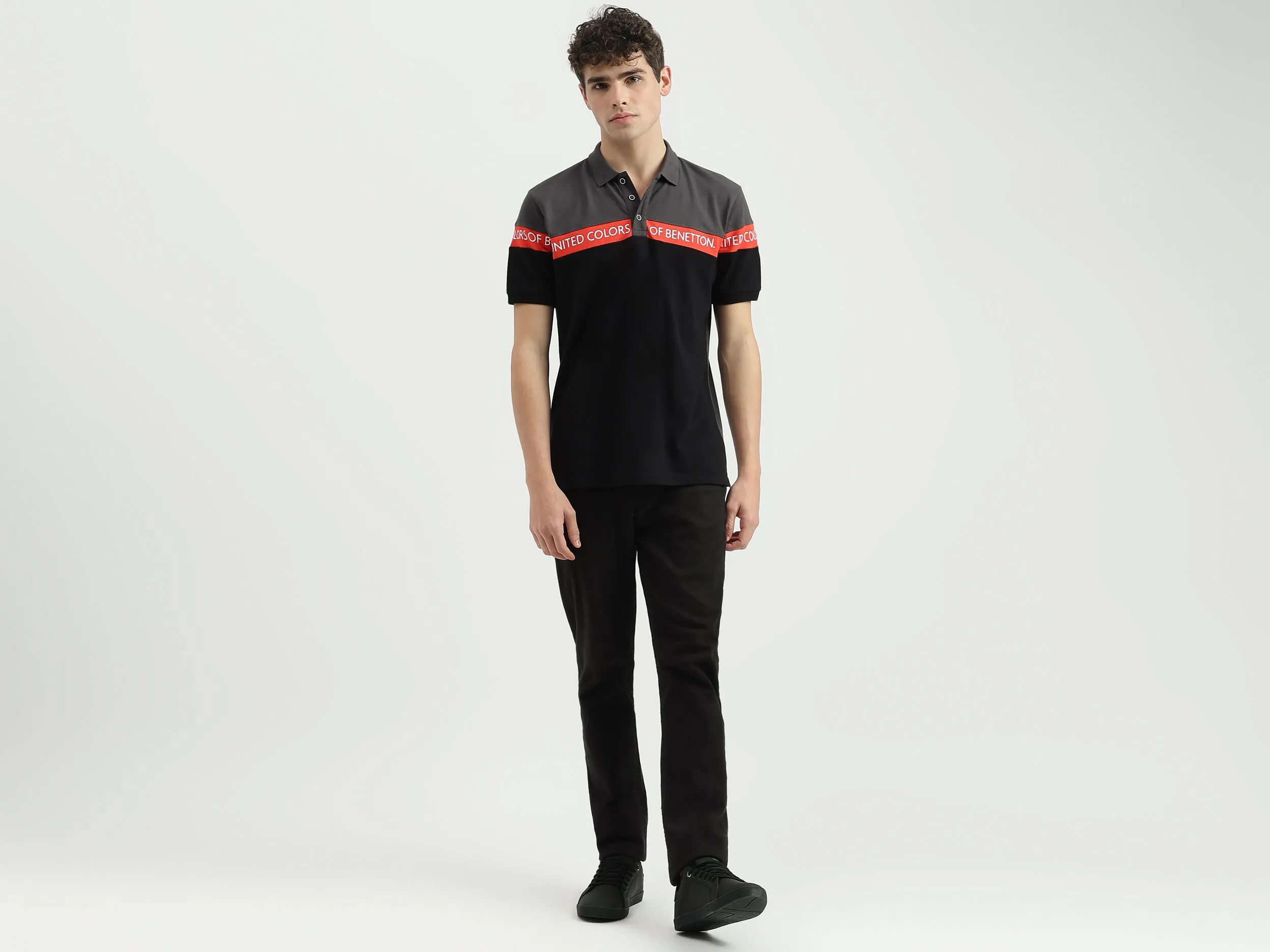 Regular Fit Polo Neck Colorblock T-Shirt