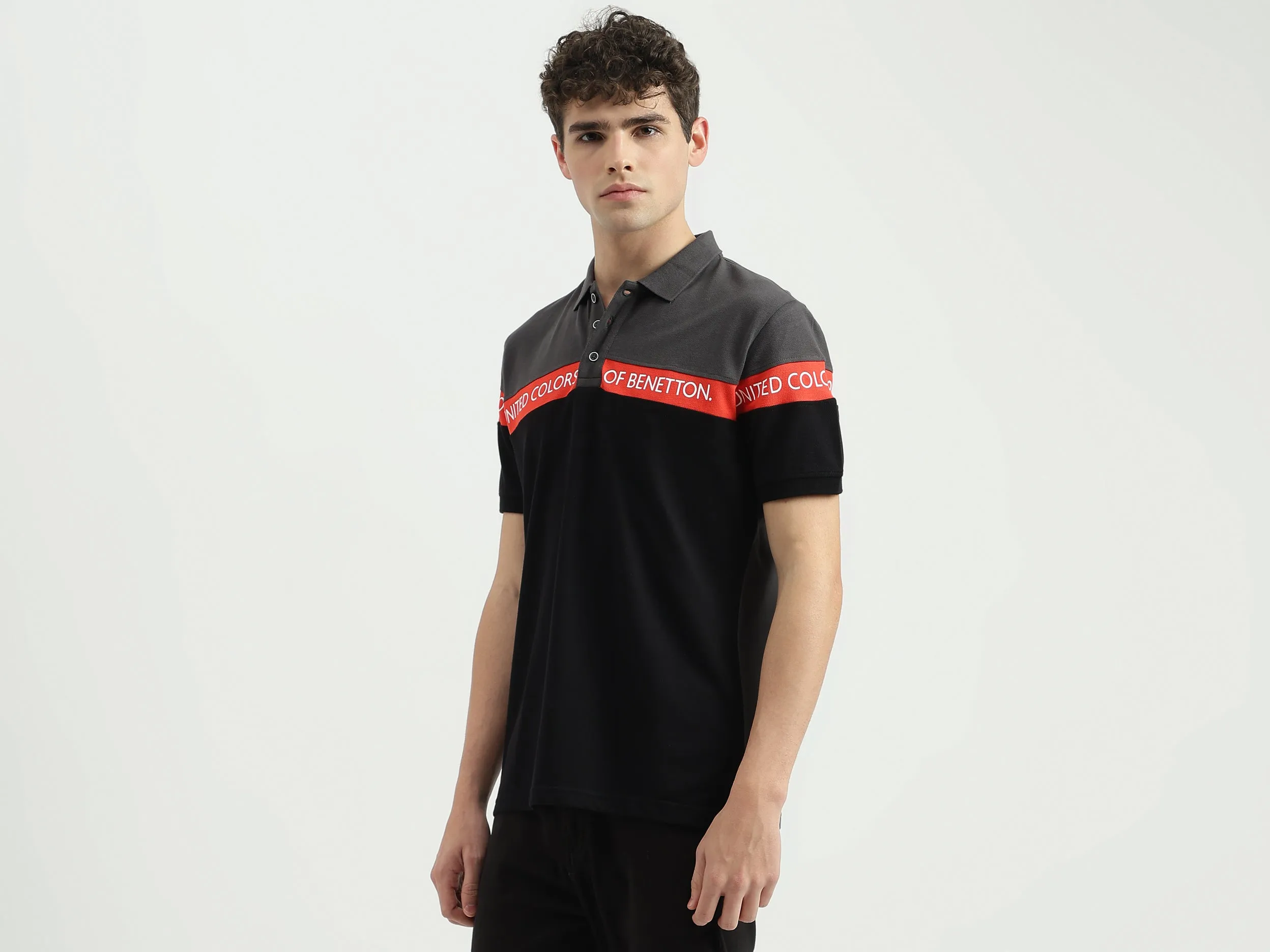 Regular Fit Polo Neck Colorblock T-Shirt
