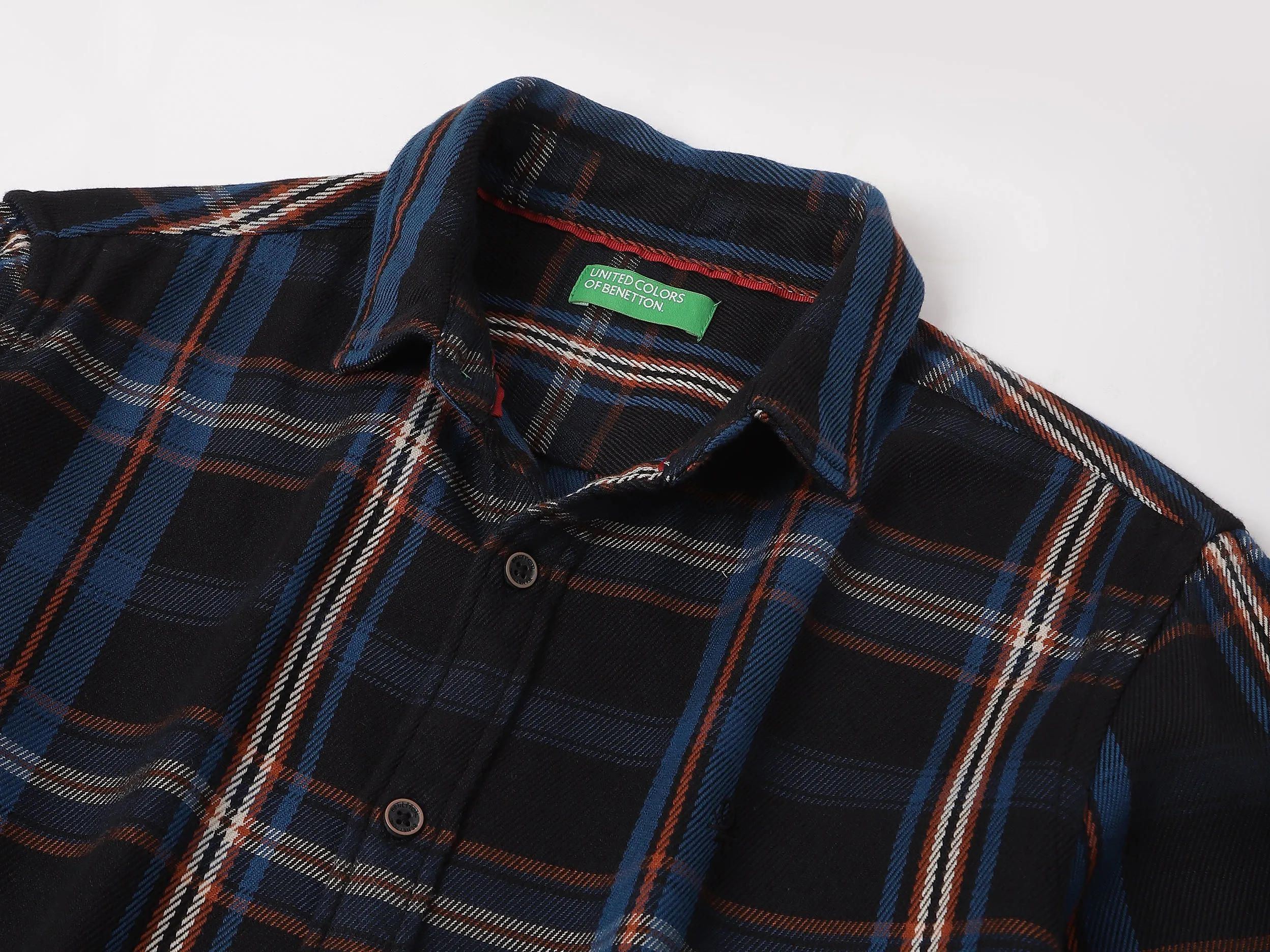 Regular Fit Spread Collar Checkered Shirt
