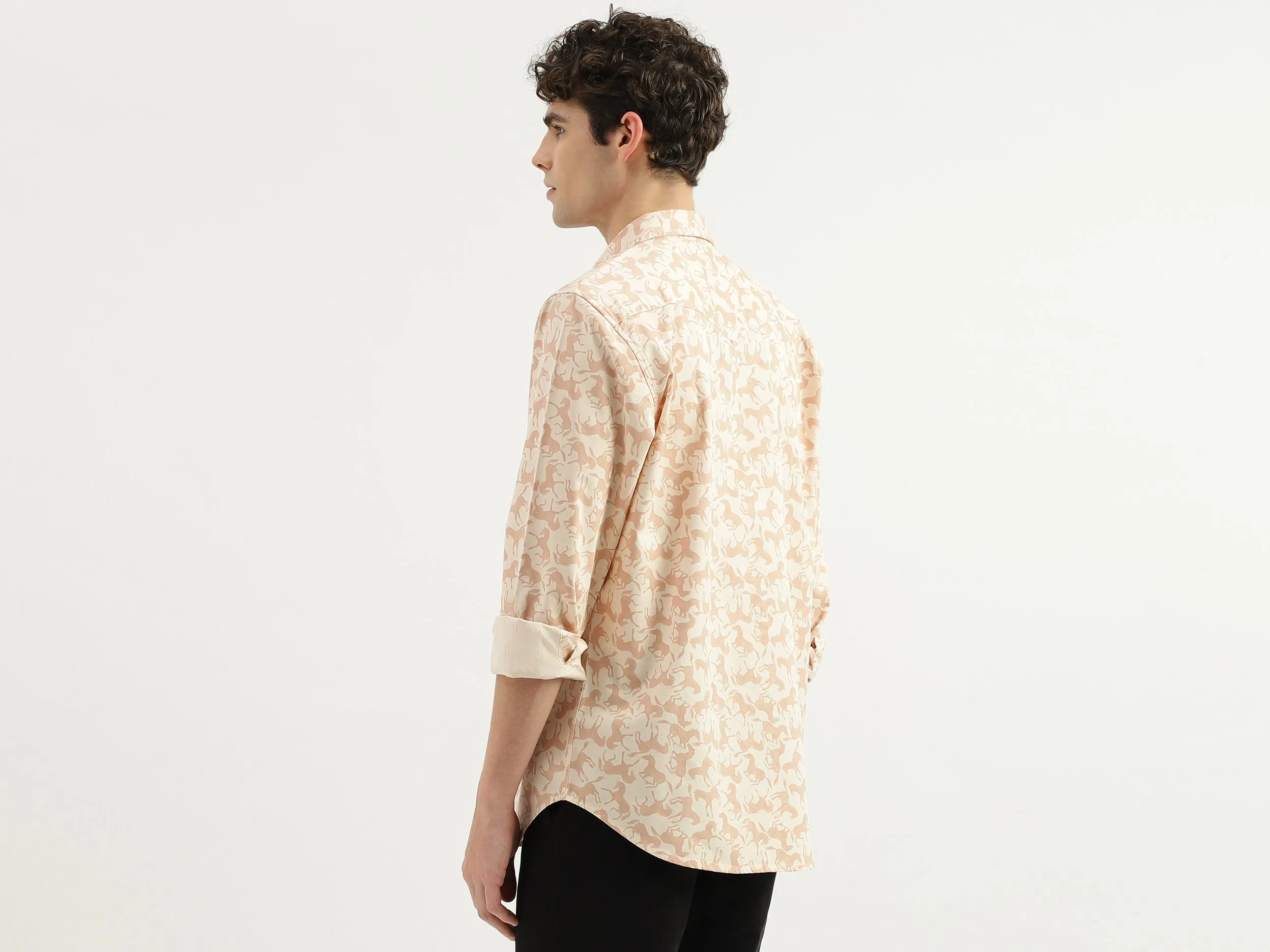 Regular Fit Spread Collar Printed Shirt