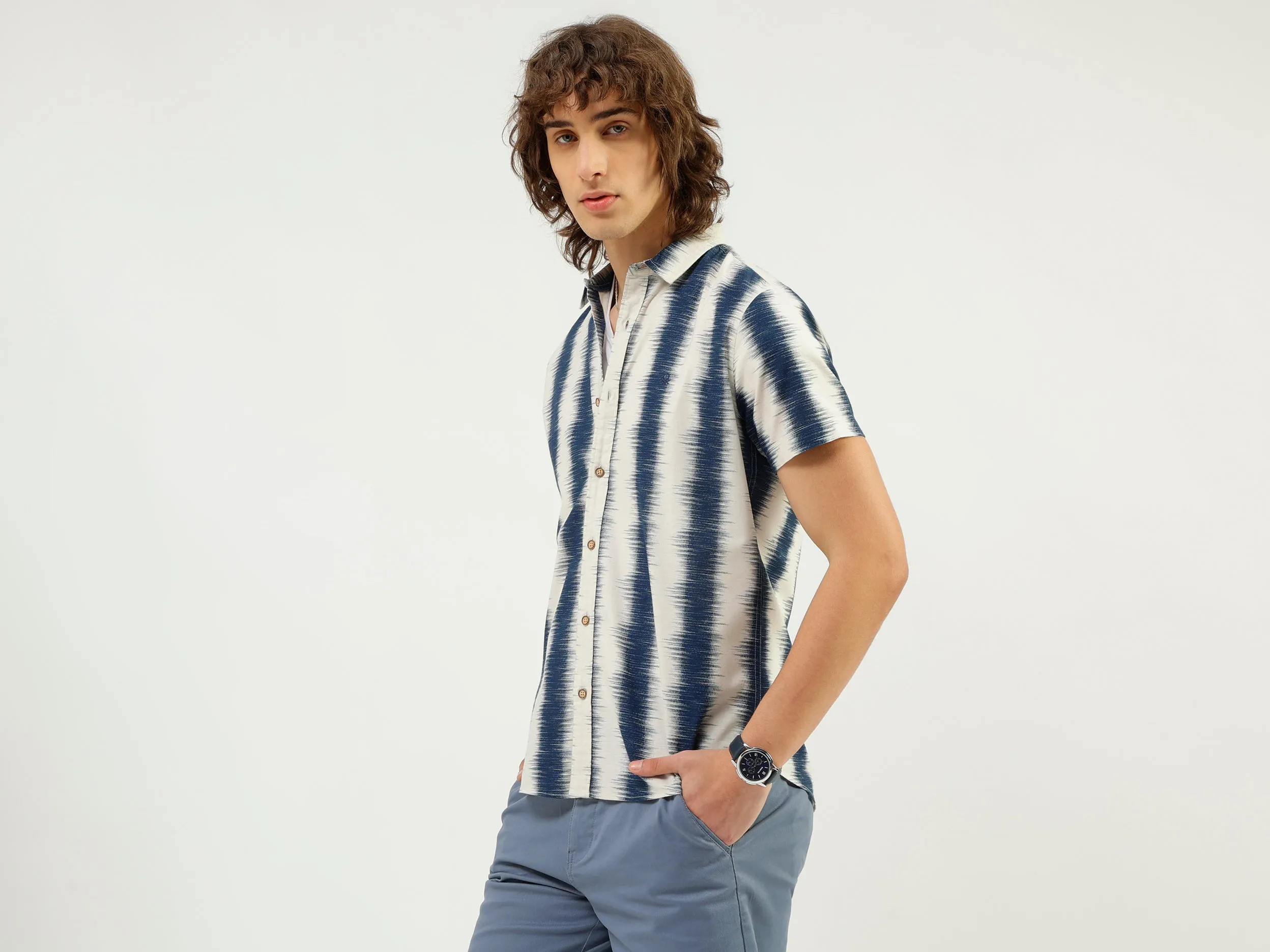 Regular Fit Spread Collar Printed Shirt