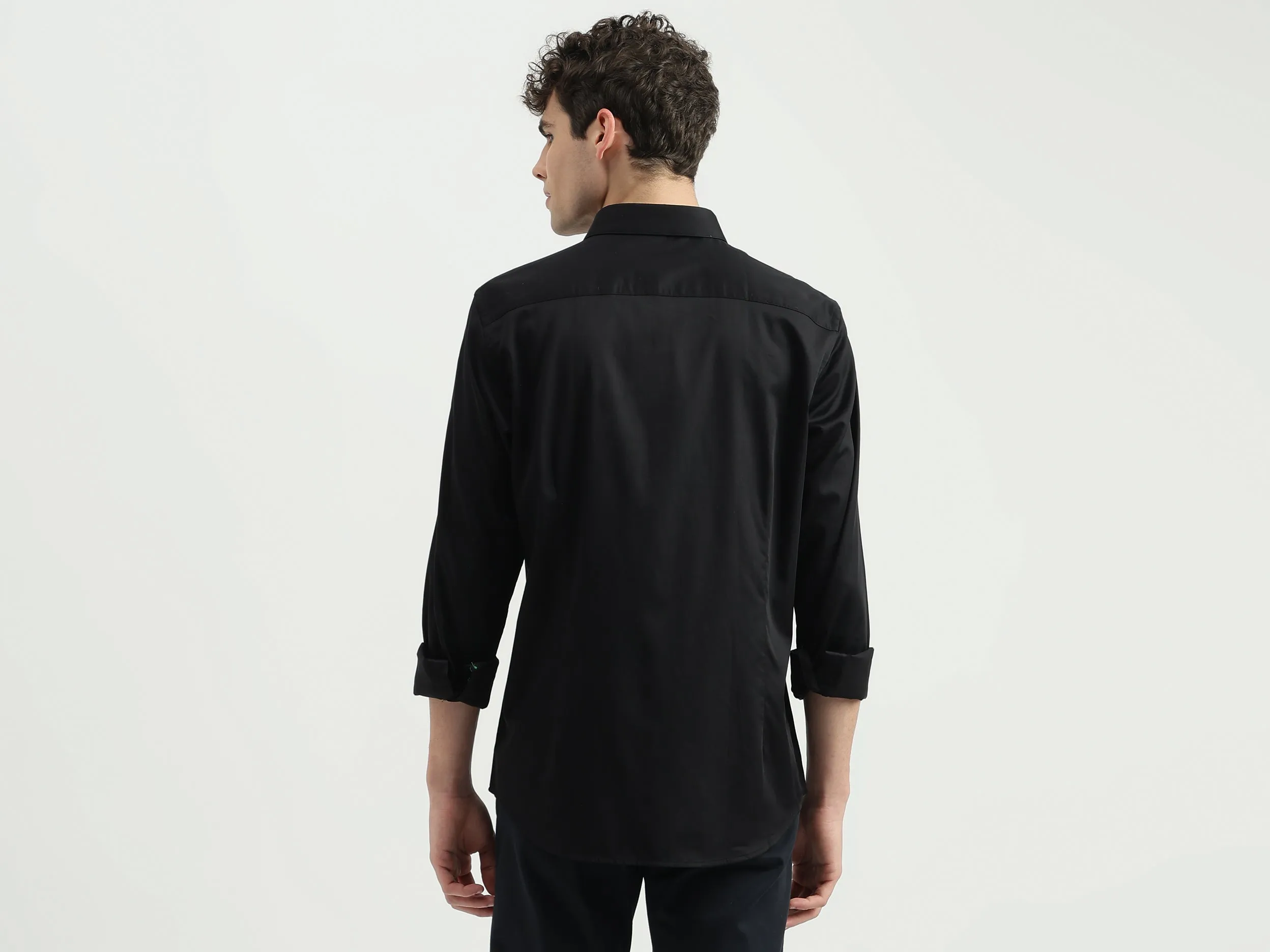 Regular Fit Spread Collar Solid Shirt