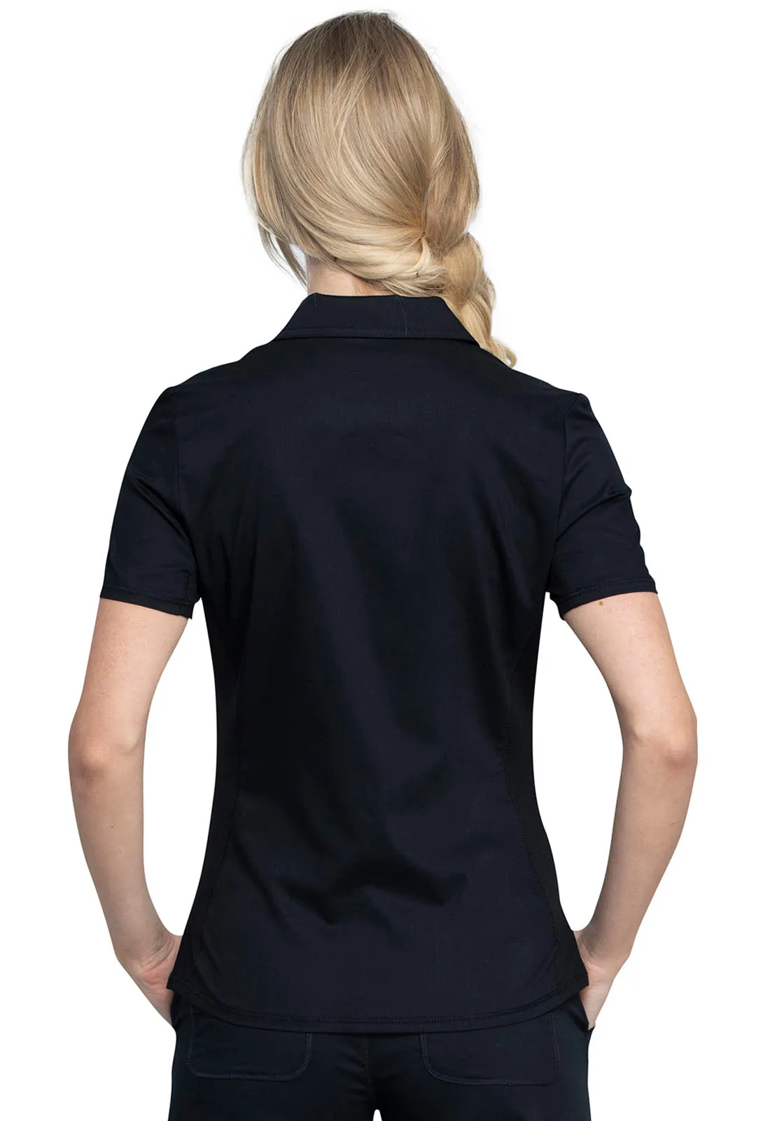 Revolution WW698 Tuckable Snap Front Polo Shirt Black