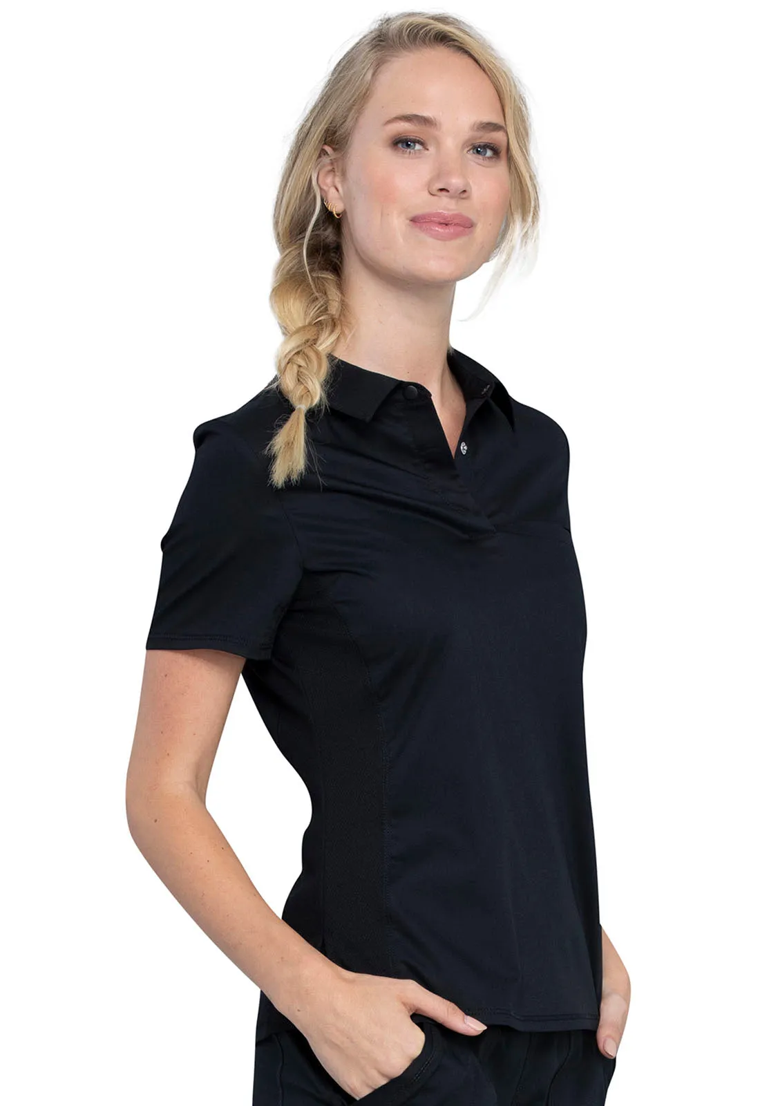 Revolution WW698 Tuckable Snap Front Polo Shirt Black