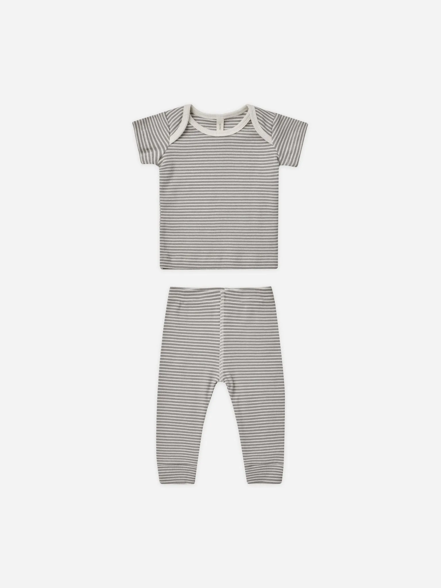 Ribbed Short Sleeve Tee   Legging Set || Lagoon Micro Stripe