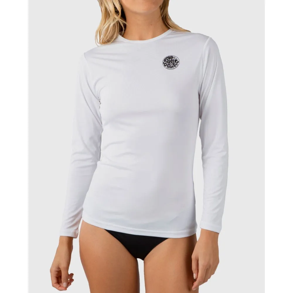RIP CURL WHITEWASH L/S RASH GUARD WHITE