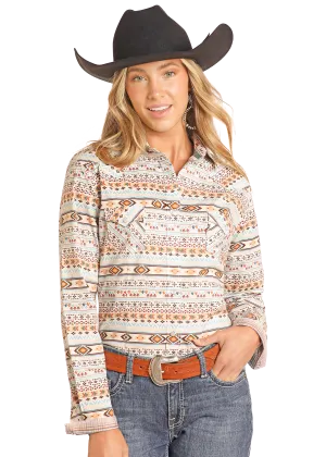 Rough Stock Southwestern Print Long Sleeve Snap Shirt