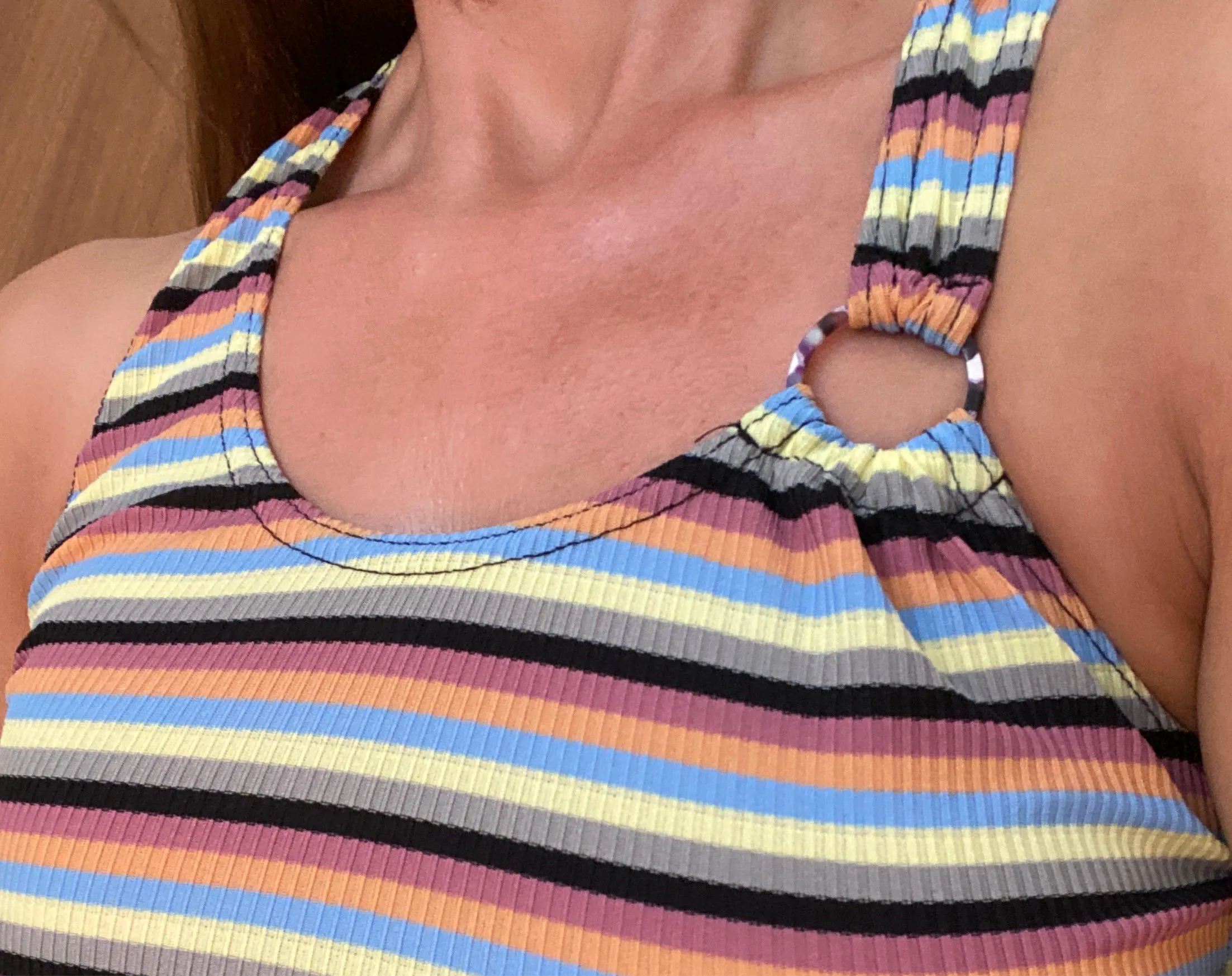 Ruched Vest & Fold Waist Shorts Set in Ribbed Stripes