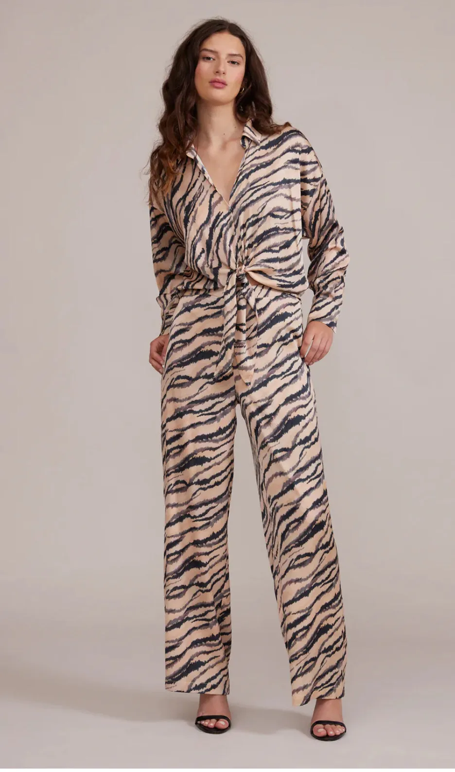 Rue Satin Pant in Tiger Print