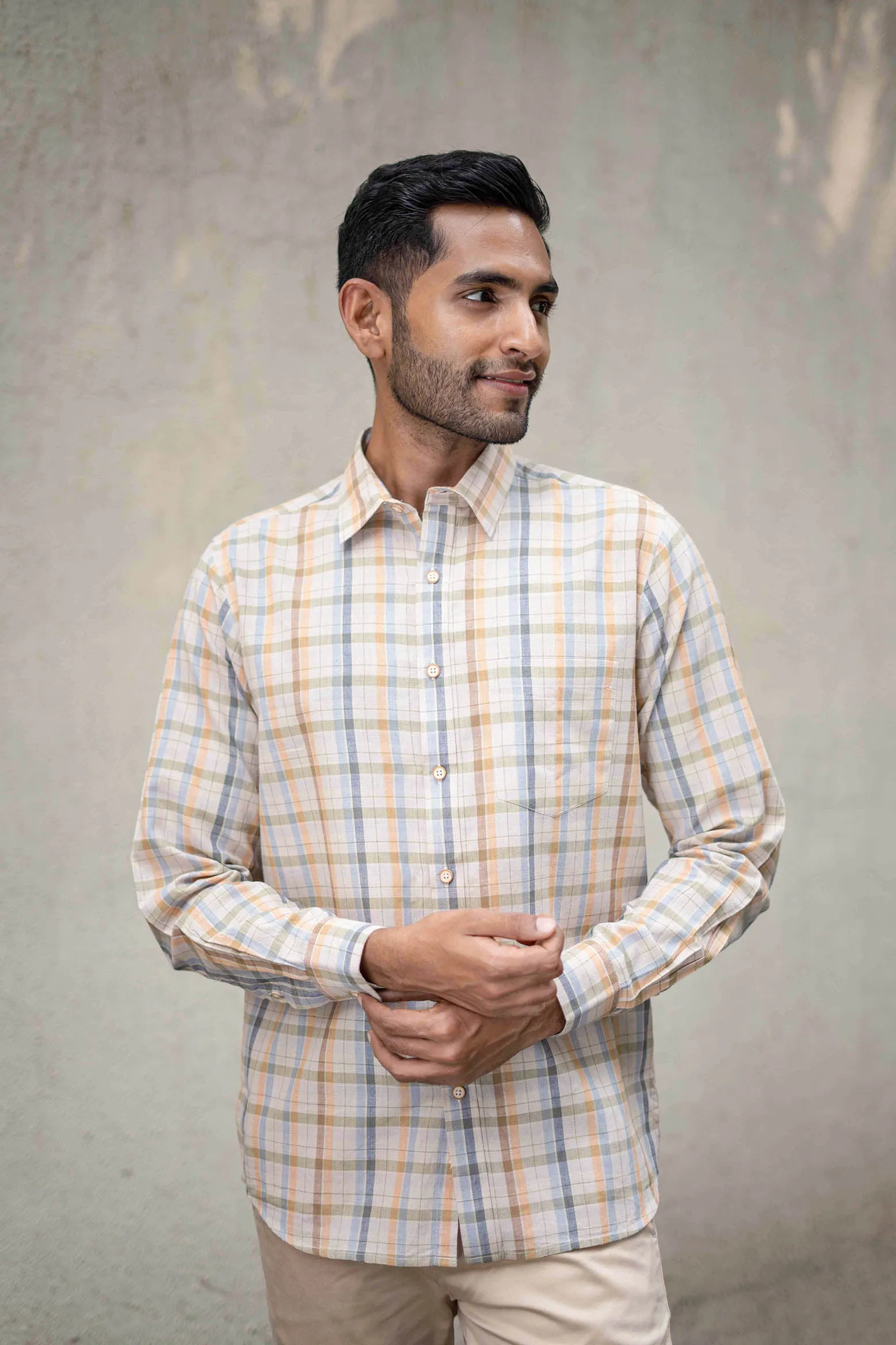 Rustic Mosaic Checks · Regular Collar · Full Sleeve Shirt