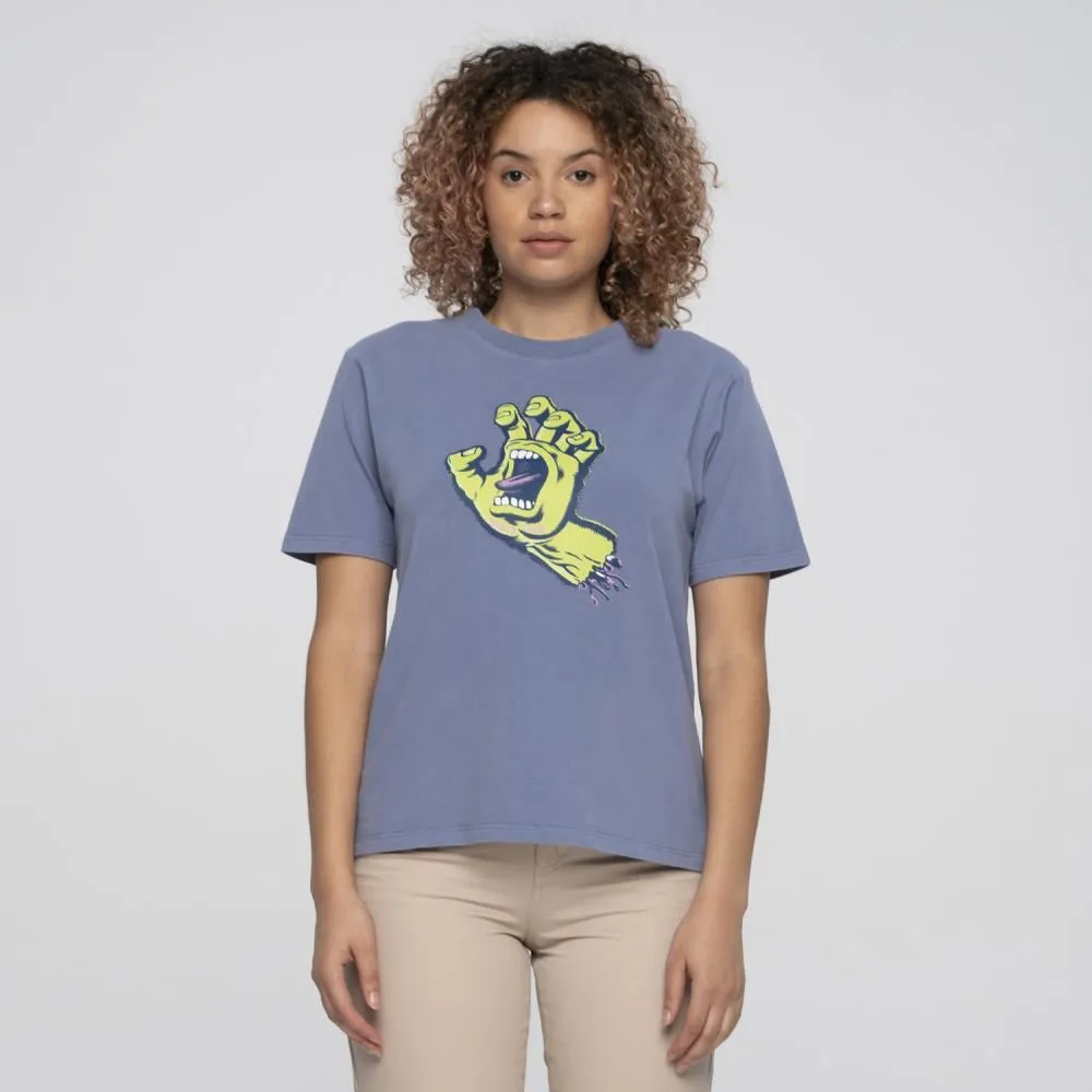Santa Cruz Womens T-Shirt Rigid Screaming Hand T-Shirt - Navy Wash