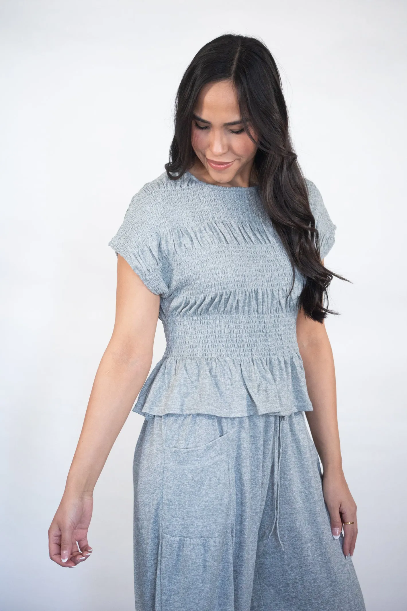 SERENE ESCAPE SMOCKED TOP