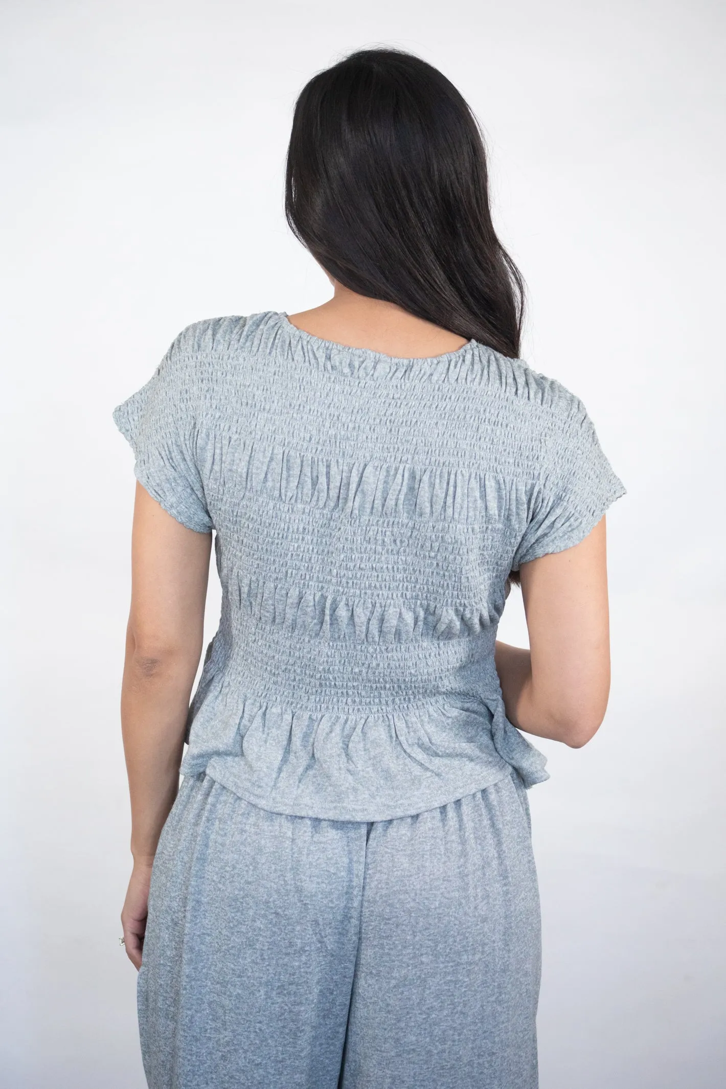 SERENE ESCAPE SMOCKED TOP