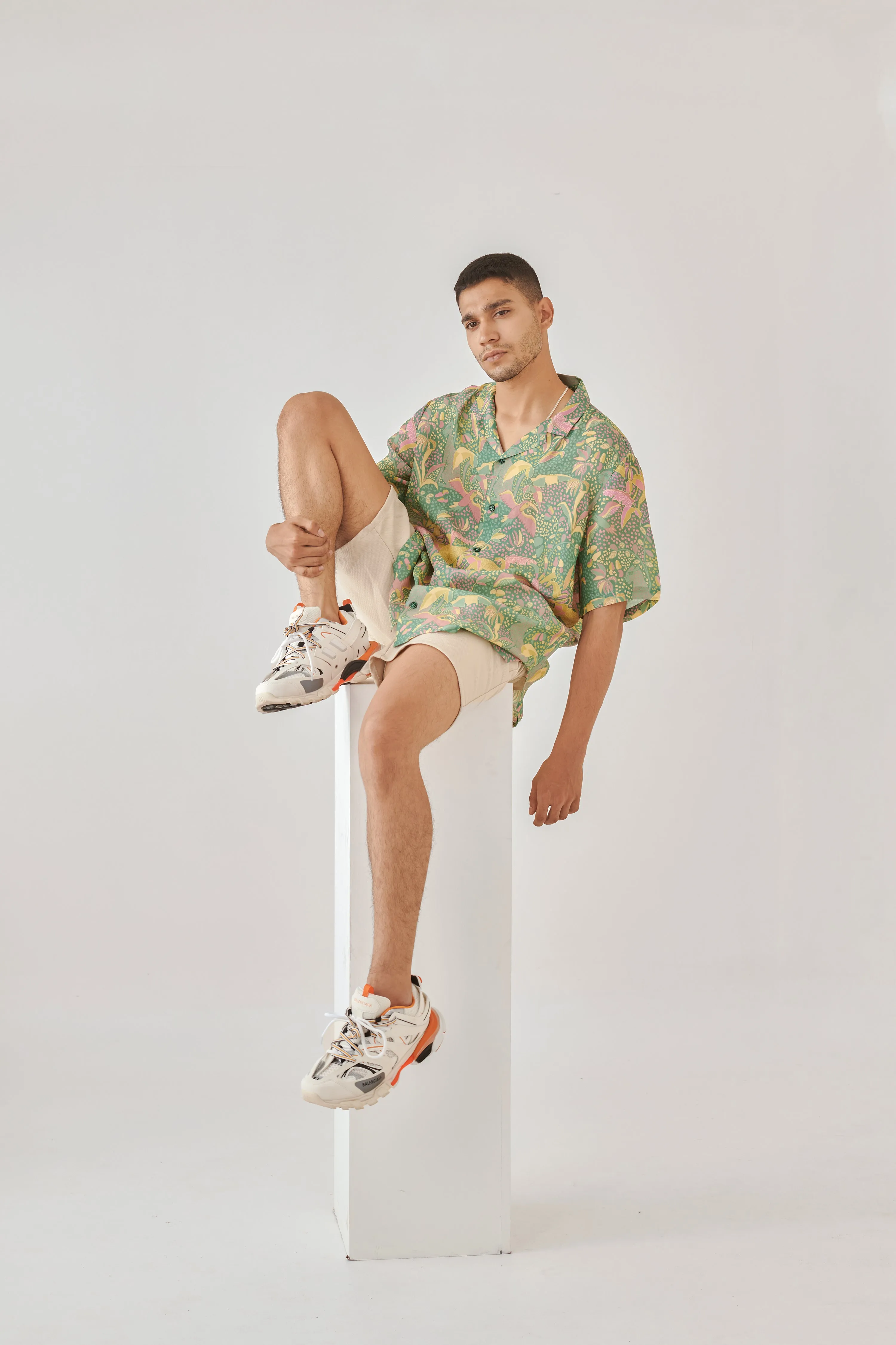 Shaye Green Floral Oversize Shirt For Men
