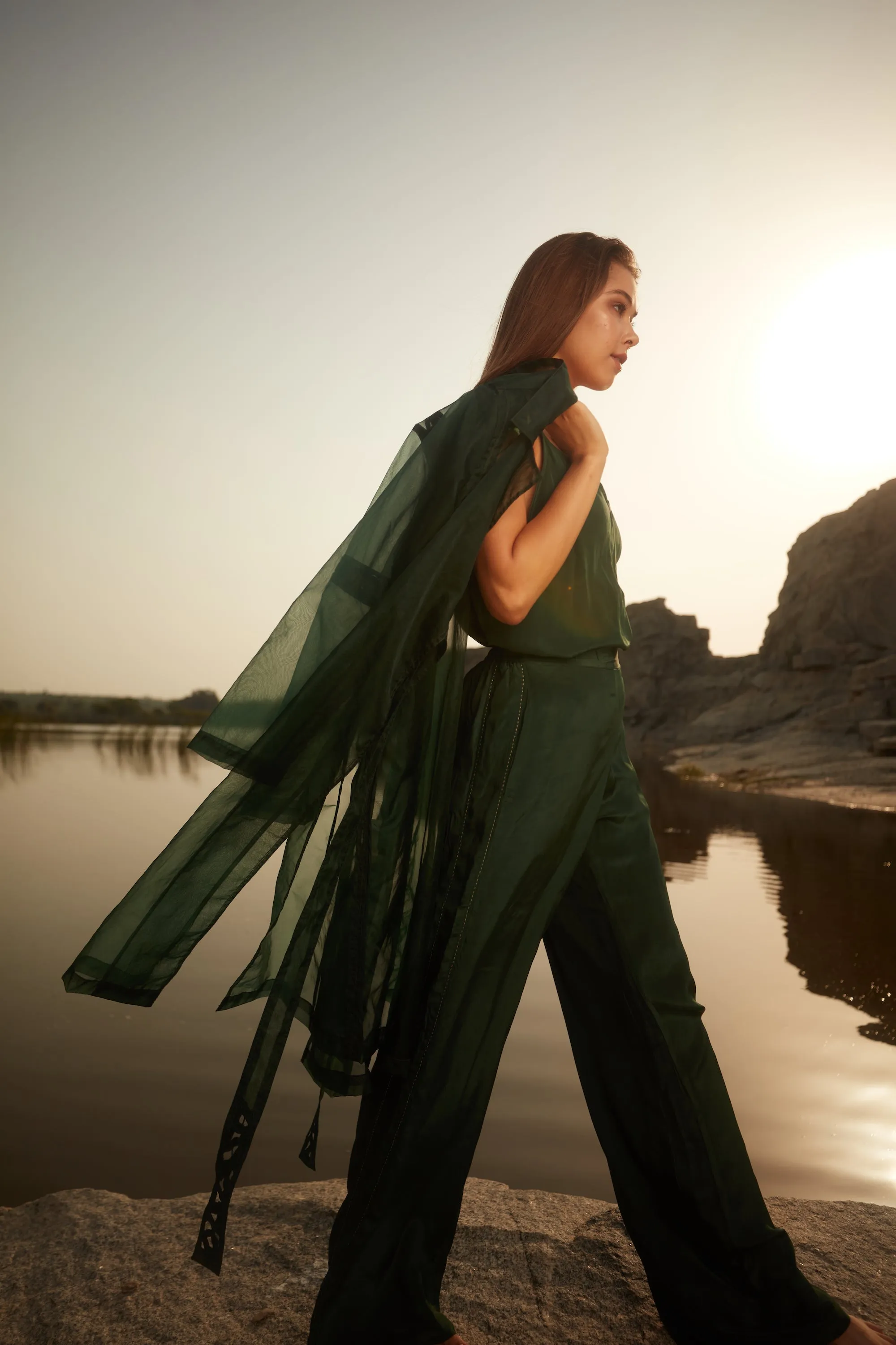 Side Drawstring Pants - Emerald Green