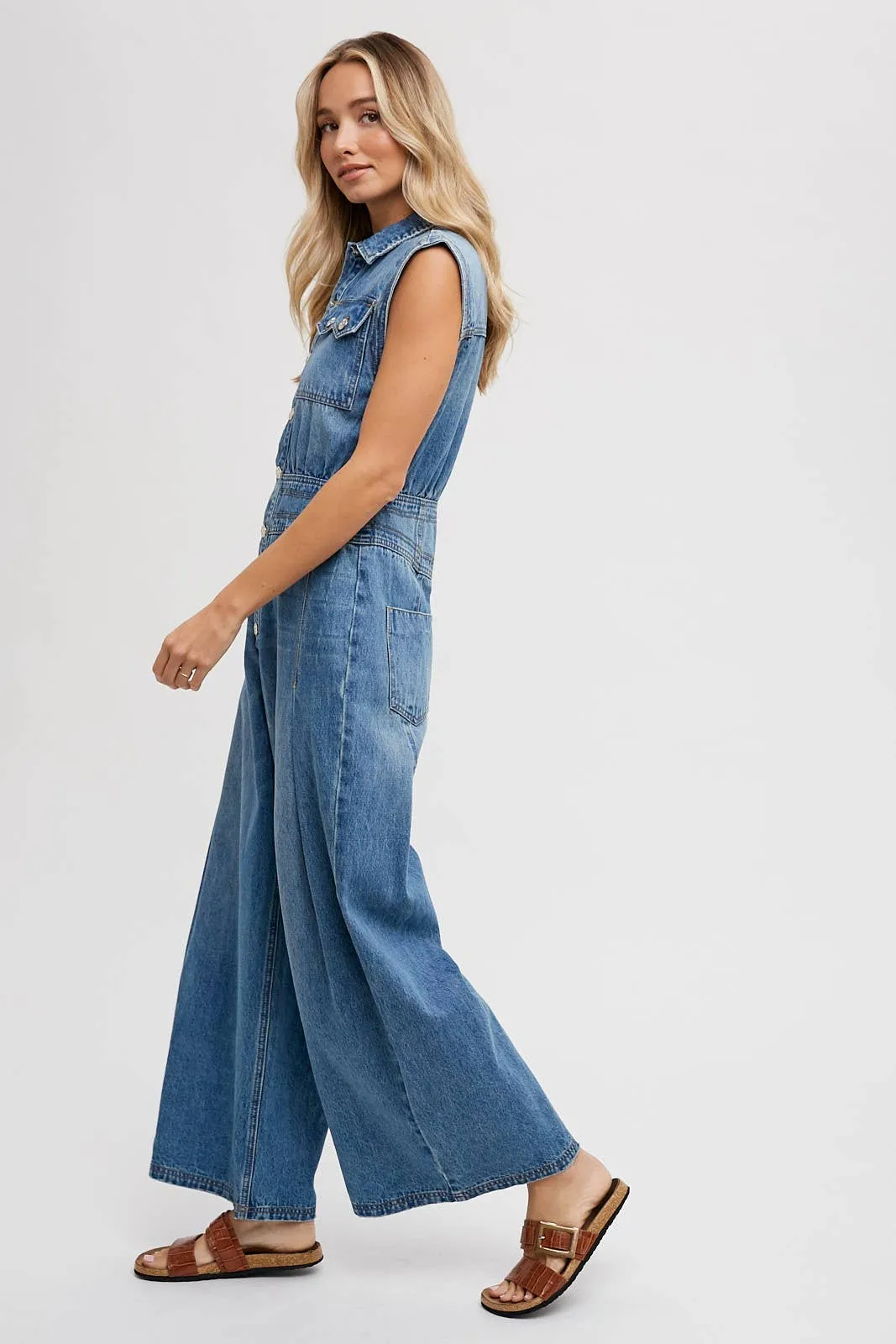 Sleeveless Denim Jumpsuit
