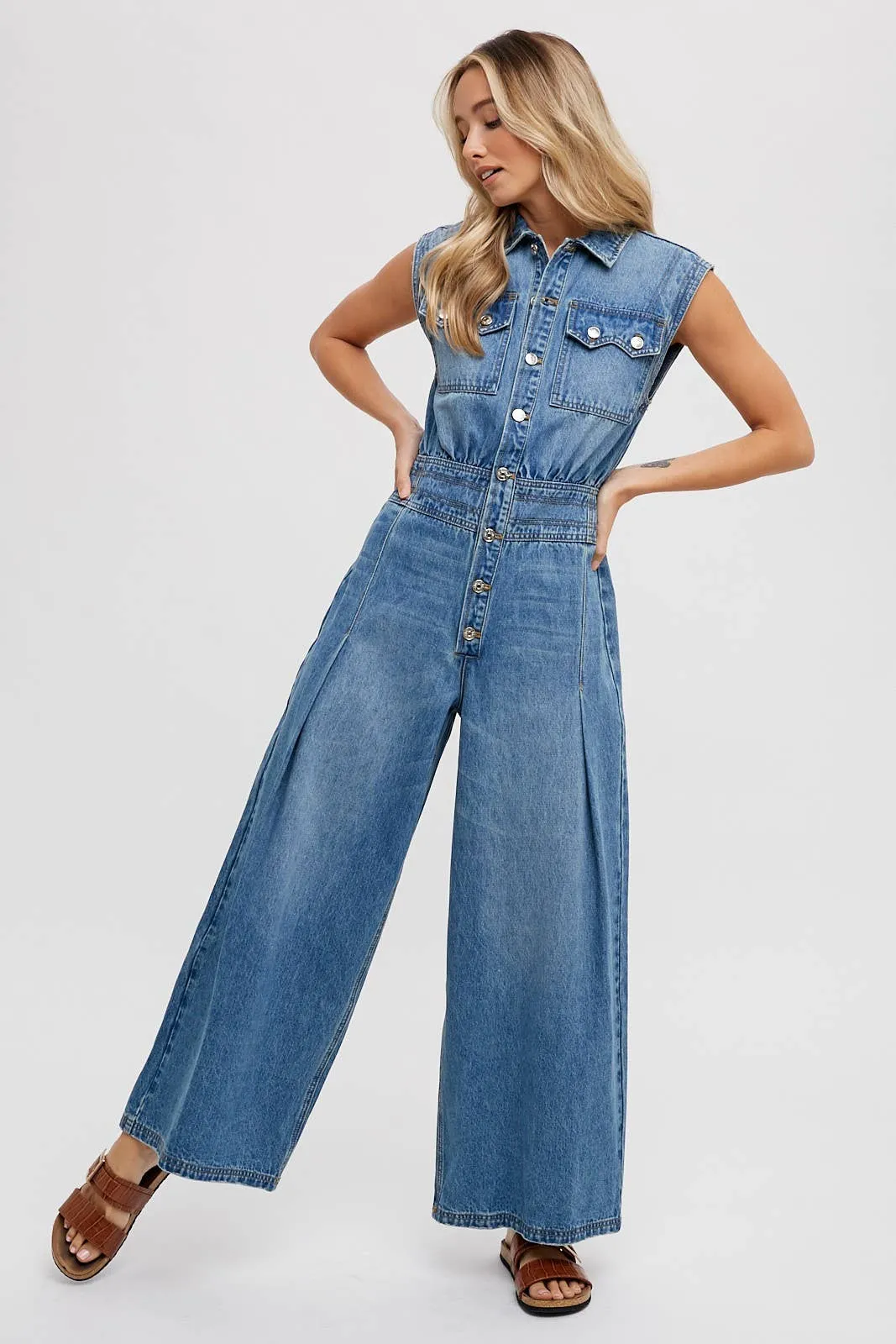 Sleeveless Denim Jumpsuit