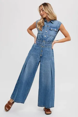 Sleeveless Denim Jumpsuit