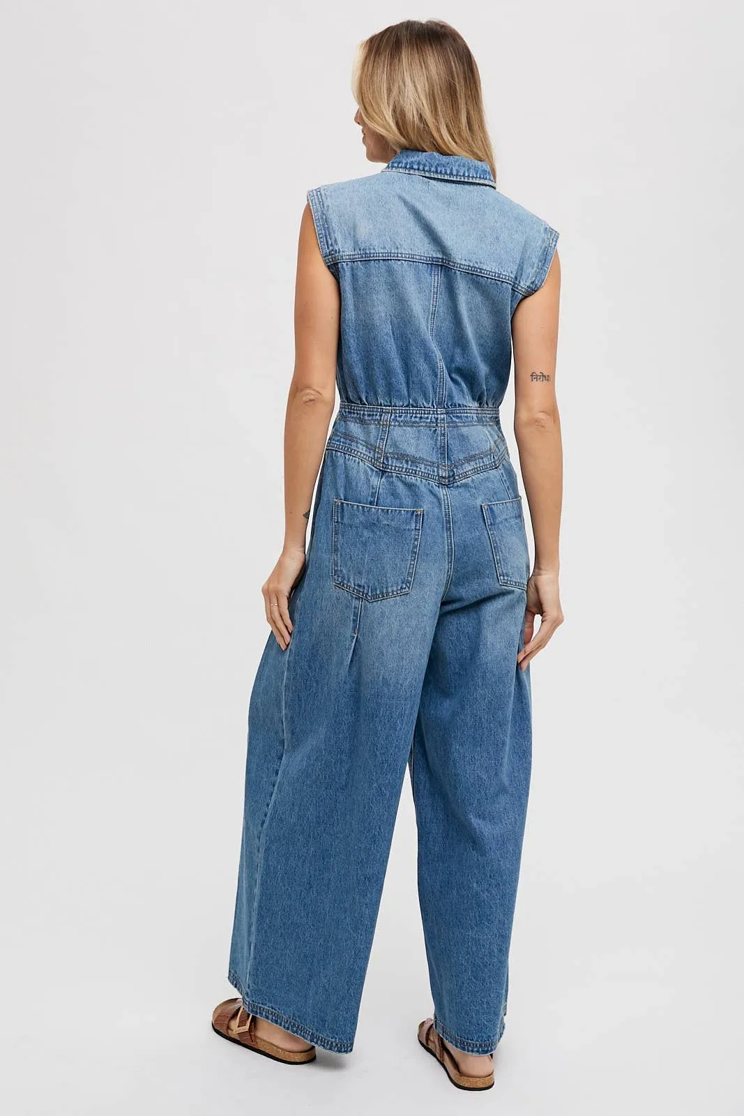 Sleeveless Denim Jumpsuit