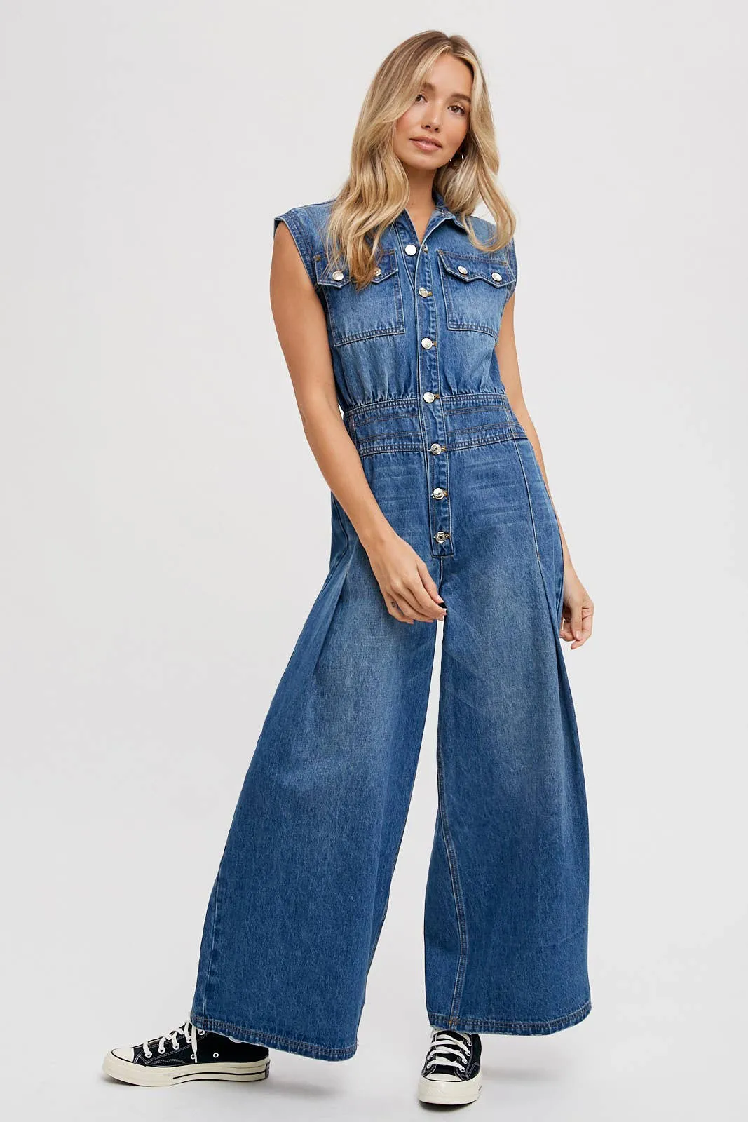 Sleeveless Denim Jumpsuit