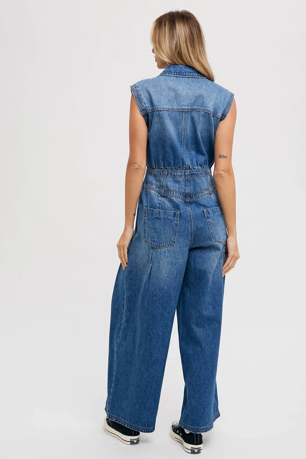 Sleeveless Denim Jumpsuit