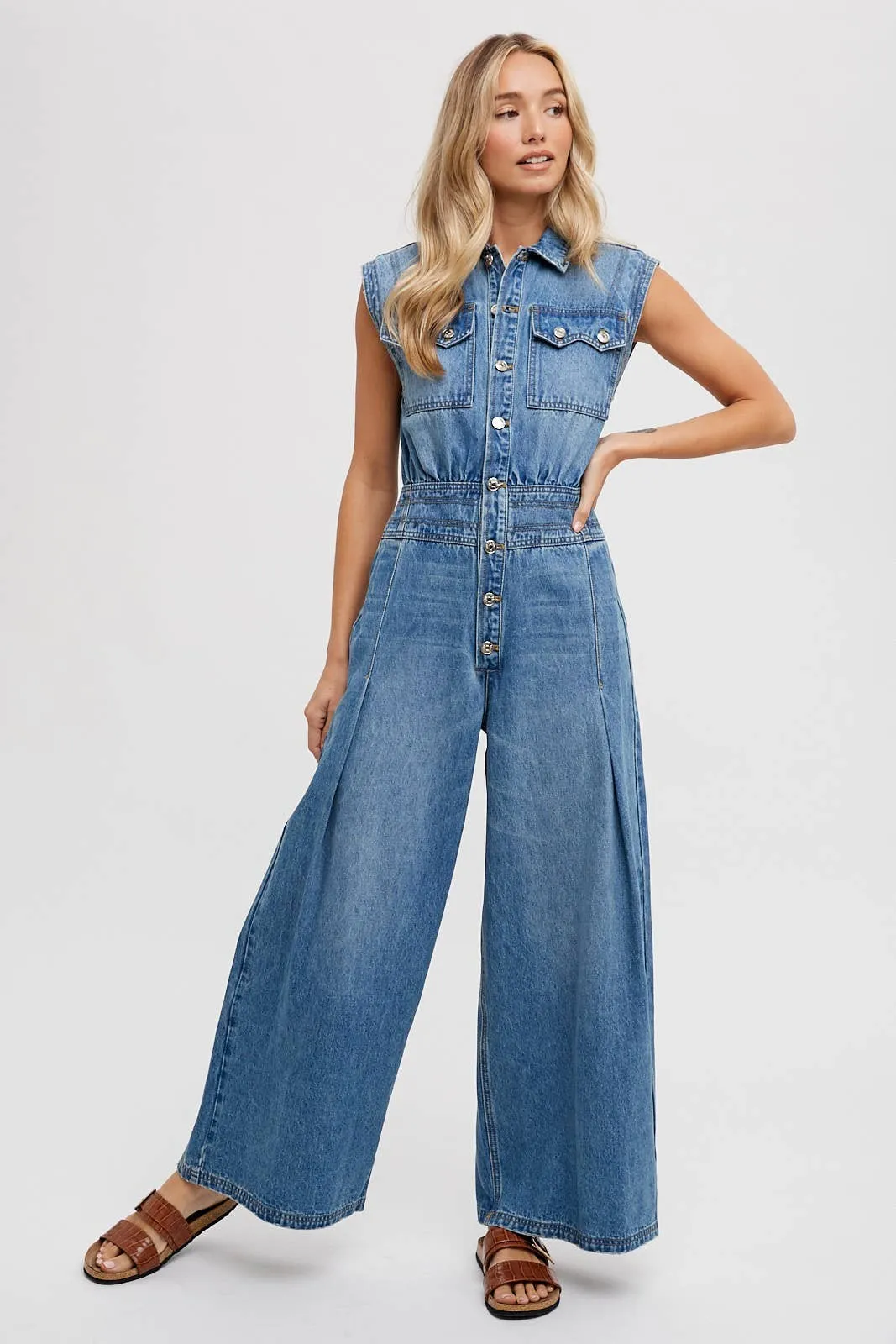 Sleeveless Denim Jumpsuit