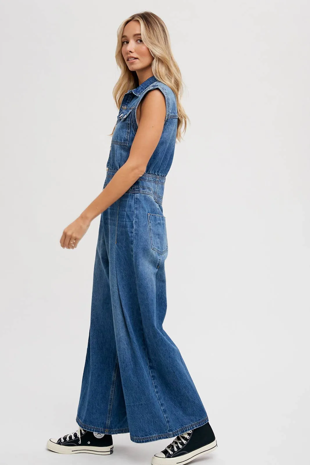 Sleeveless Denim Jumpsuit
