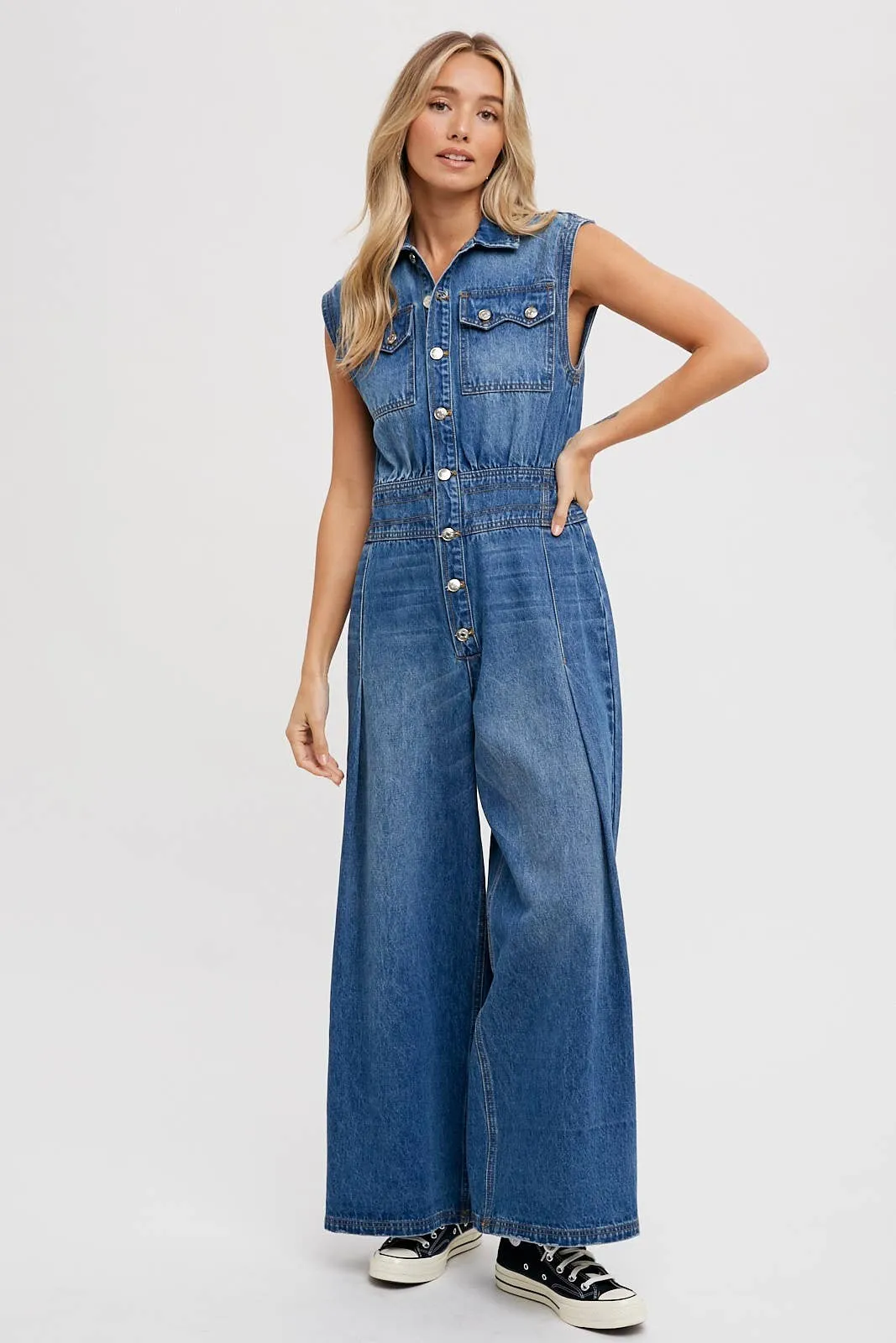 Sleeveless Denim Jumpsuit