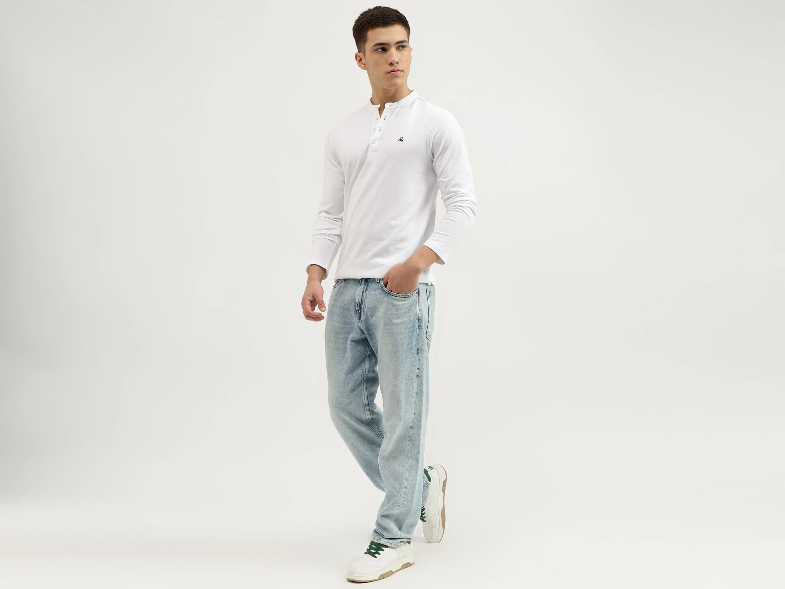 Slim Fit Henley Solid T-Shirt