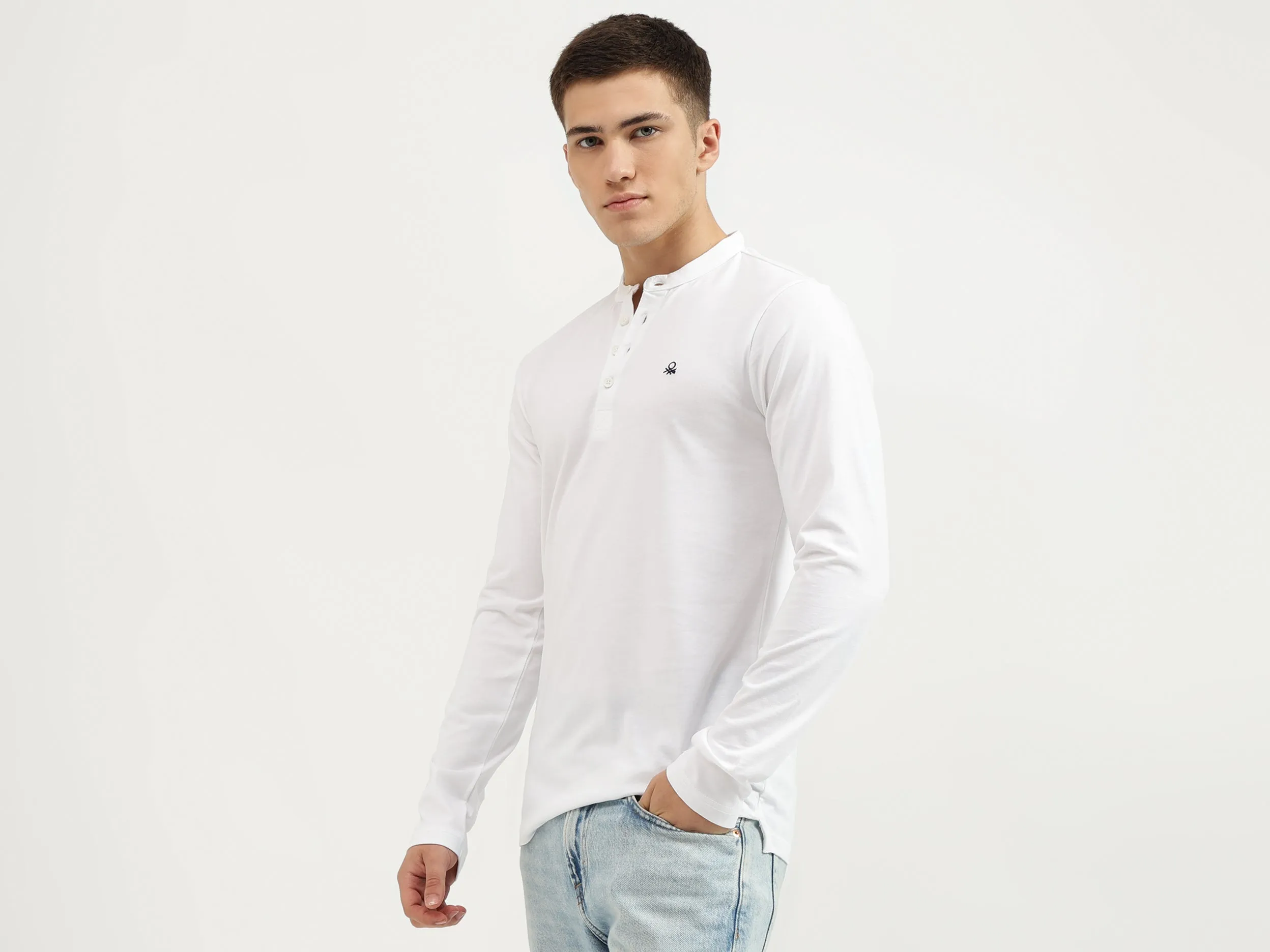 Slim Fit Henley Solid T-Shirt