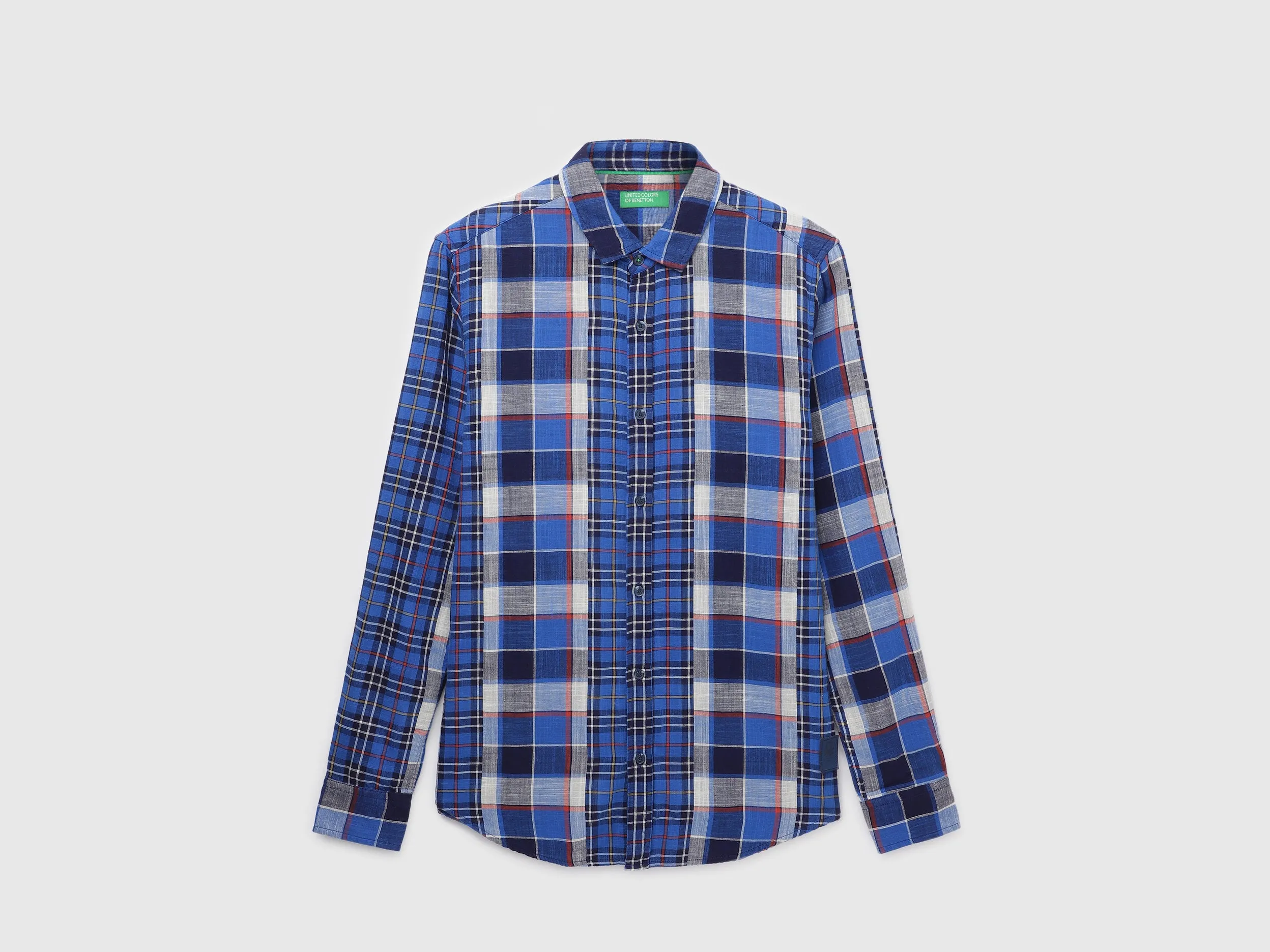 Slim-Fit Spread Collar Check Printed Shirt