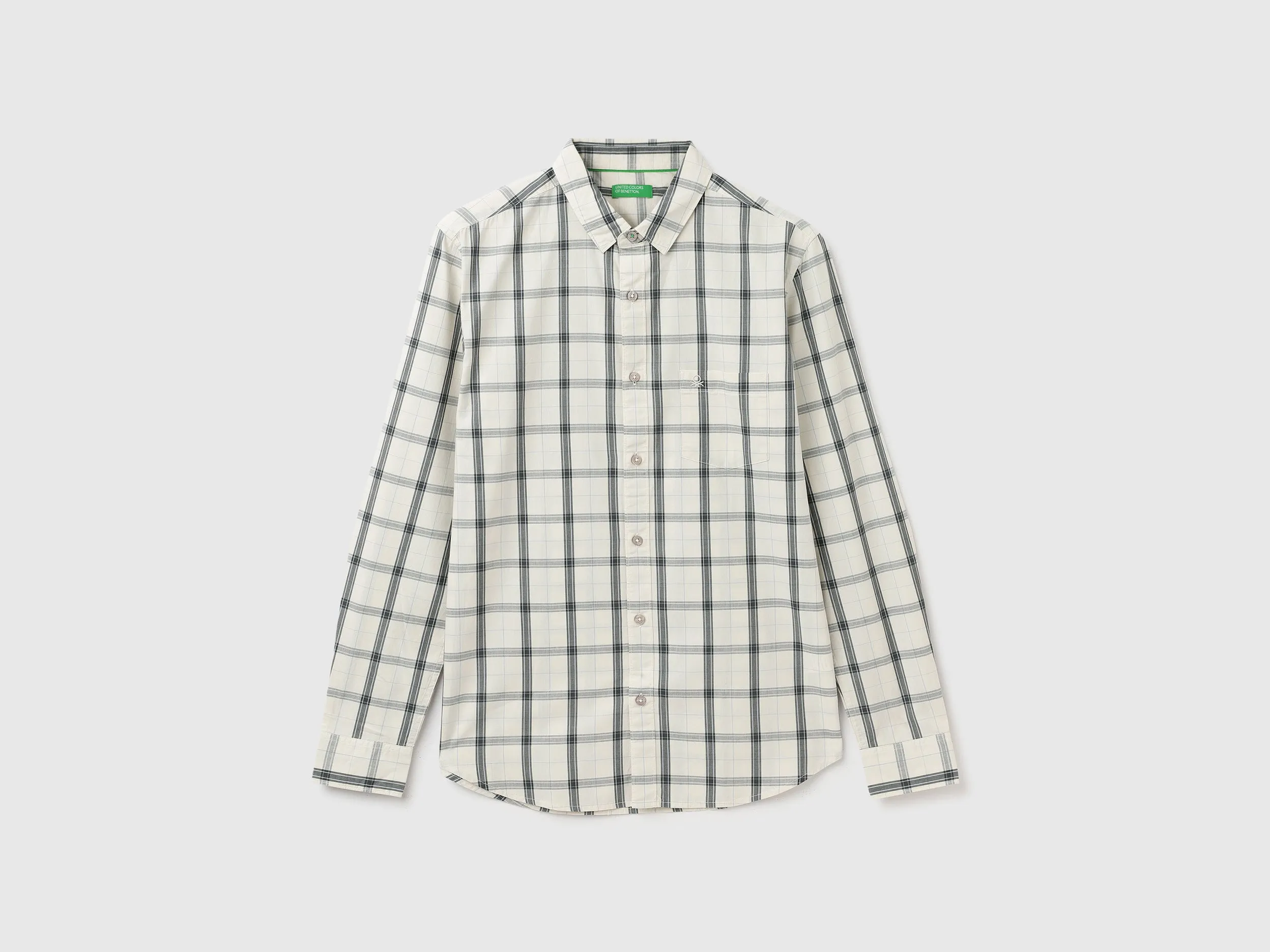 Slim Fit Spread Collar Checkered Shirt