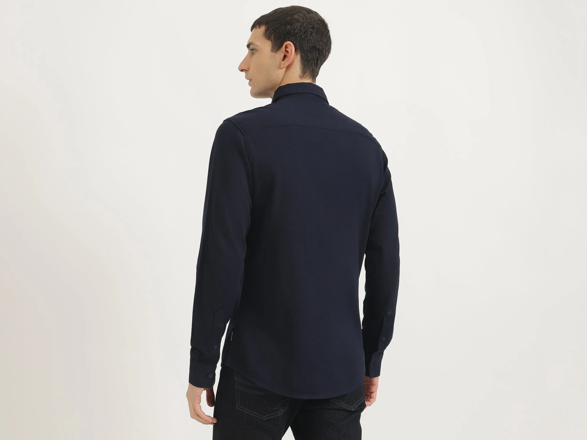 Slim Fit Spread Collar Striped Shirt