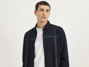 Slim Fit Spread Collar Striped Shirt