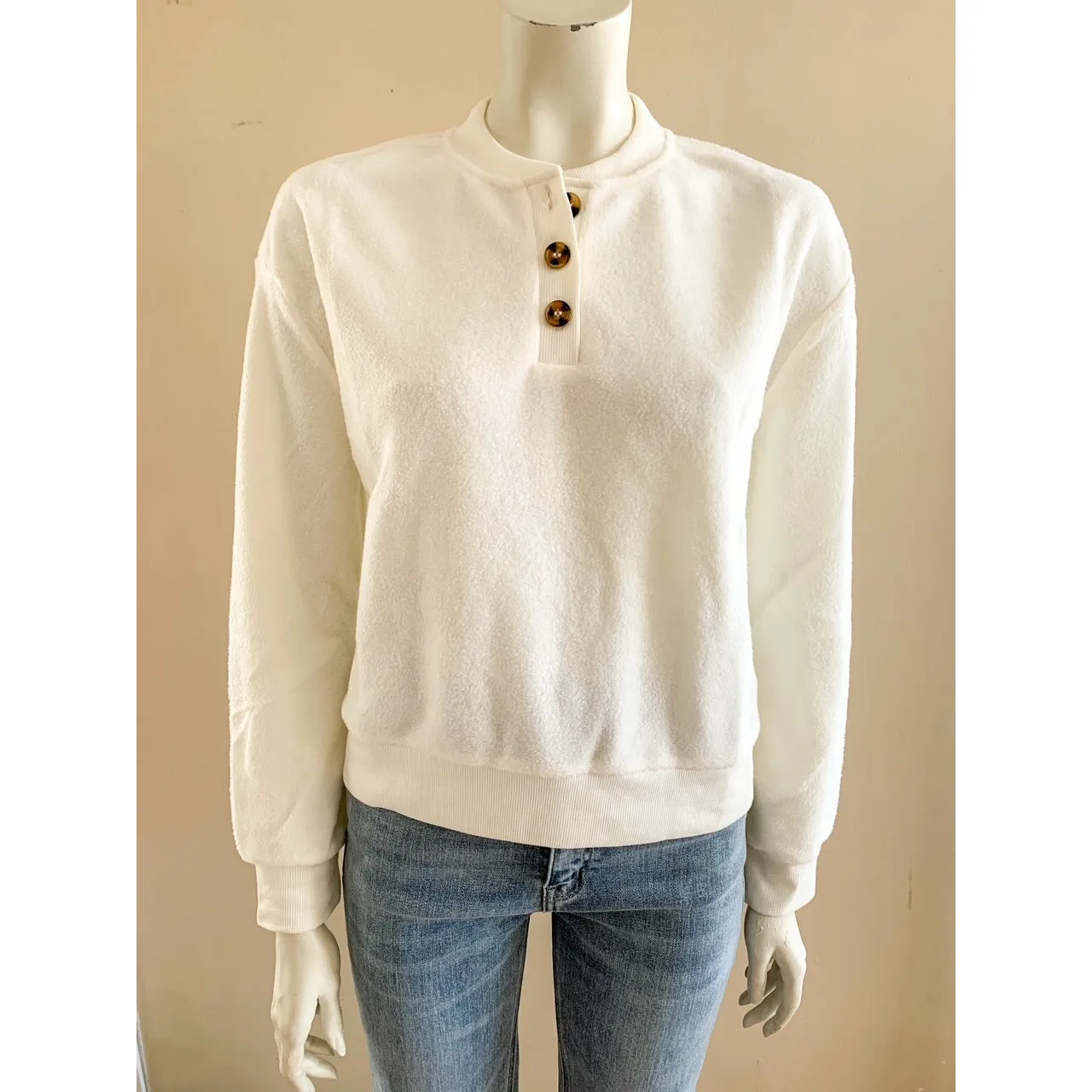 Snow Flake Bliss Fleece Sweater - Whip Cream