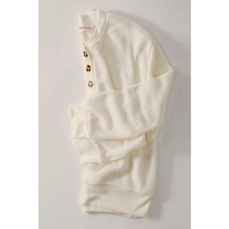 Snow Flake Bliss Fleece Sweater - Whip Cream