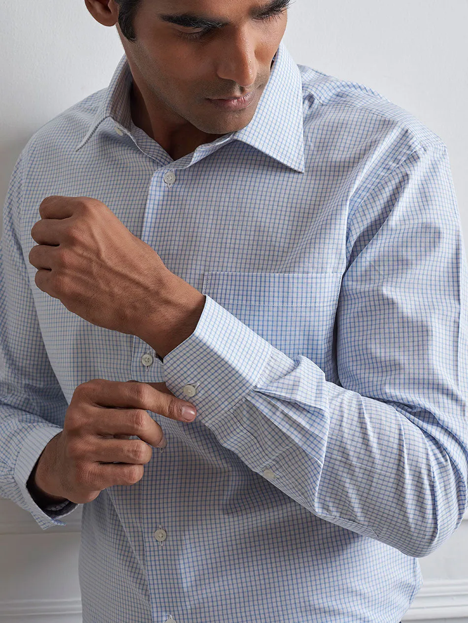 SOFT BLUE GINGHAM CHECK SHIRT