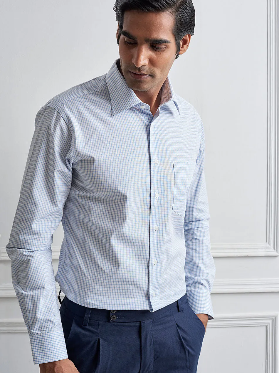 SOFT BLUE GINGHAM CHECK SHIRT