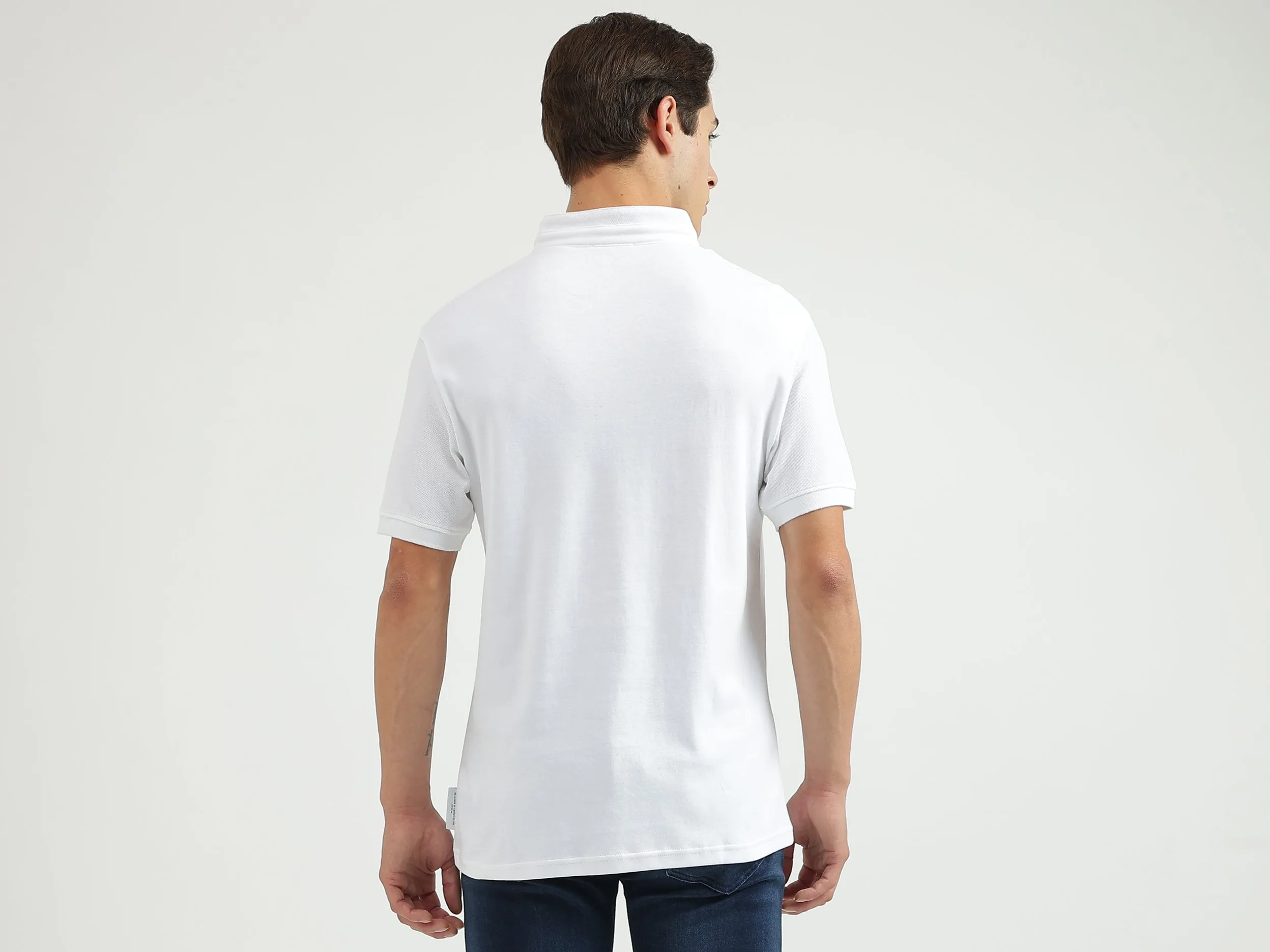 Solid Stand Collar Regular-Fit T-Shirt