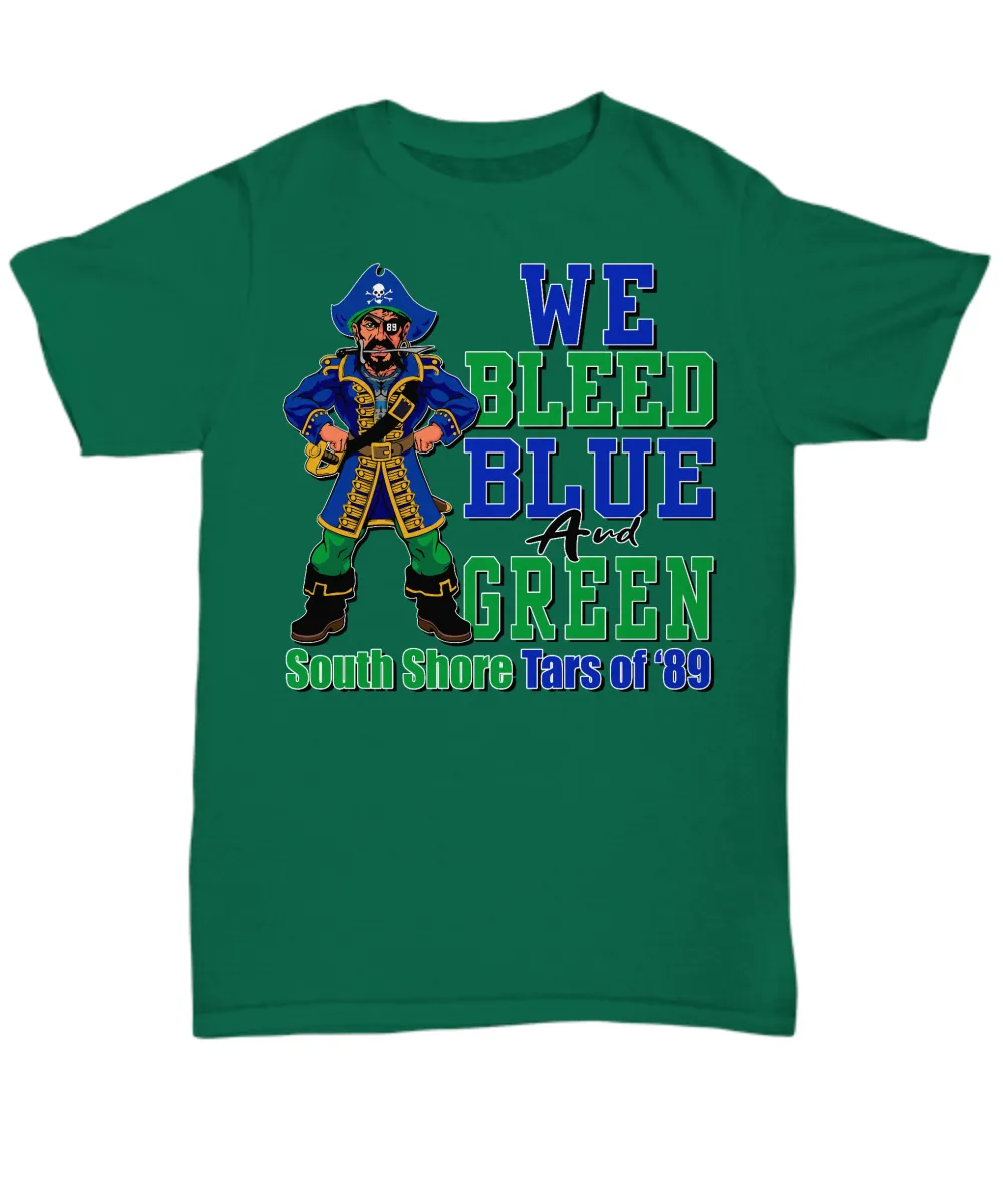South Shore - We Bleed Blue and Green-tee 2 side