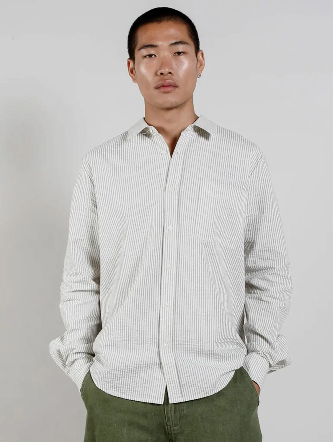 Spectre Men's Organic Cotton Shirt | Ivory & Navy