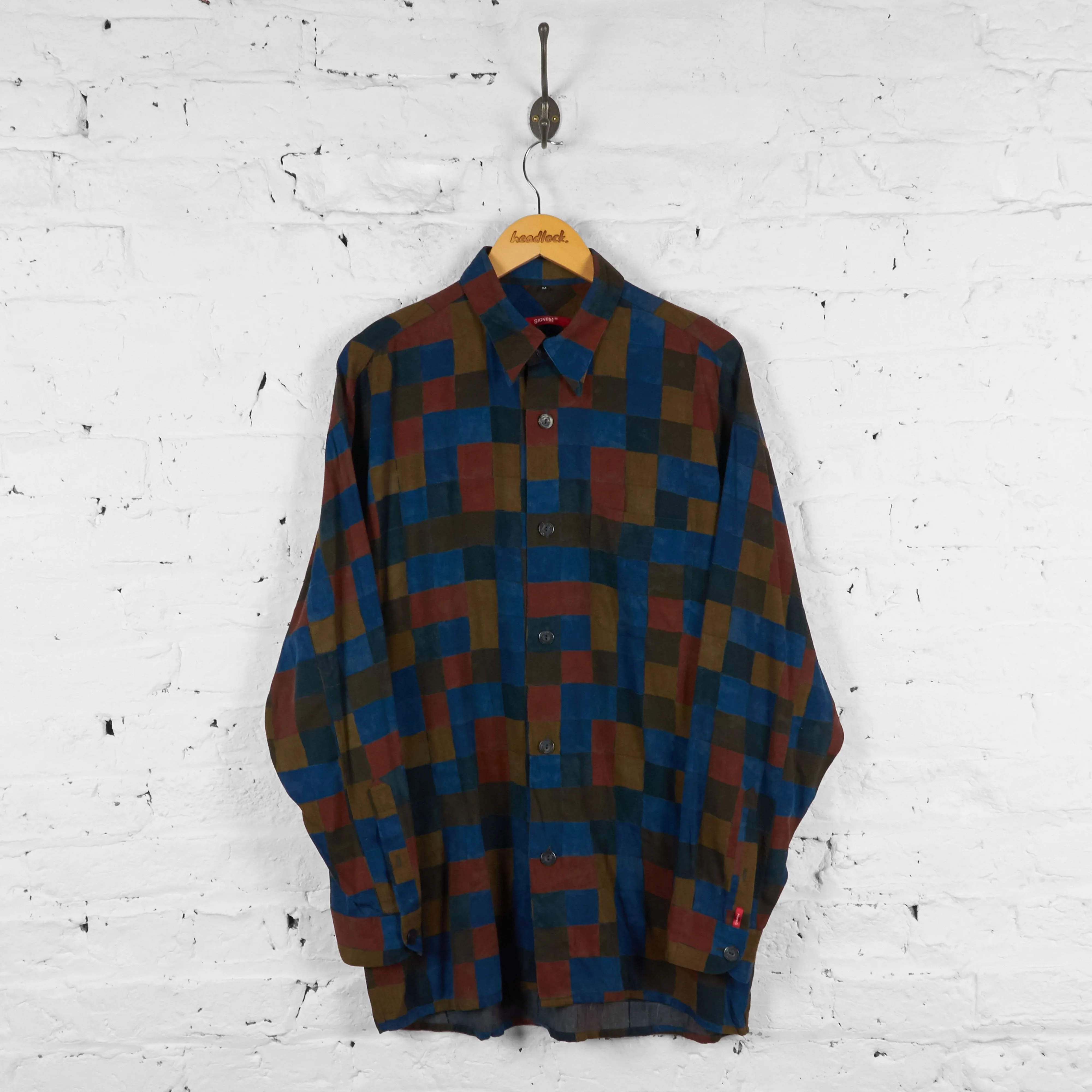 Squares Pattern Party Shirt - Blue/Orange - M