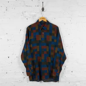 Squares Pattern Party Shirt - Blue/Orange - M
