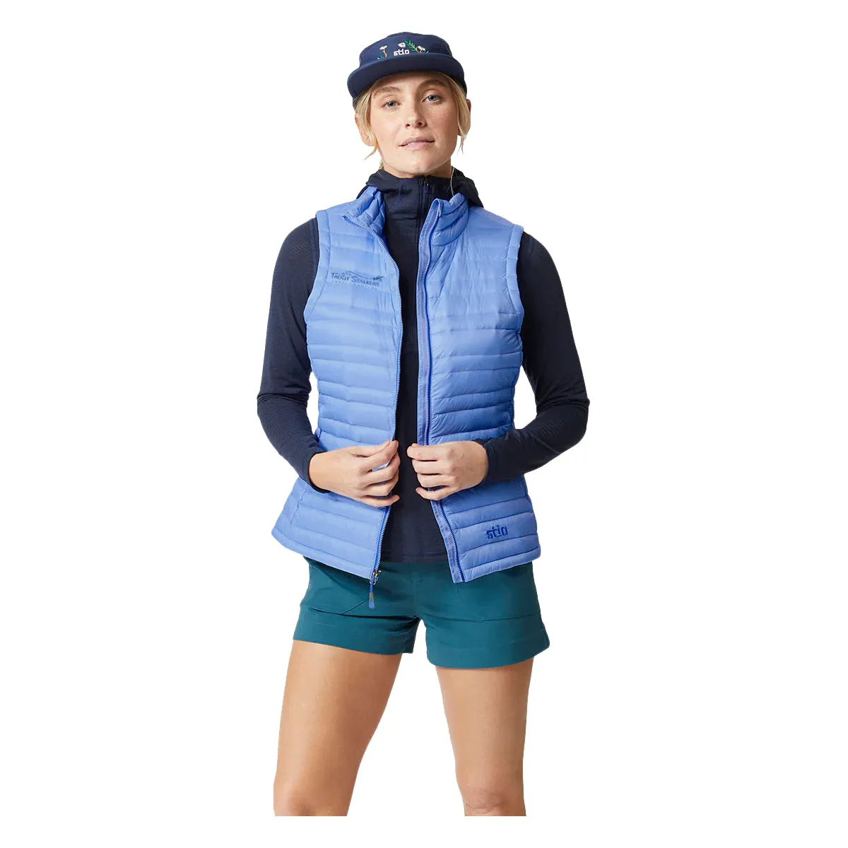 Stio MTS Logo Women's Pinion Down Vest Chicory Flower